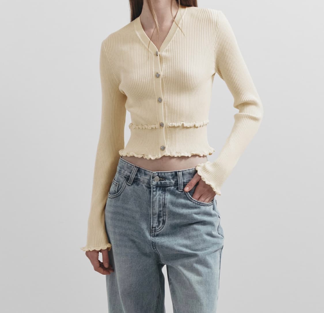 RAIVE 레이브 프릴 니트 가디건 버터 옐로우 1 상품이미지4