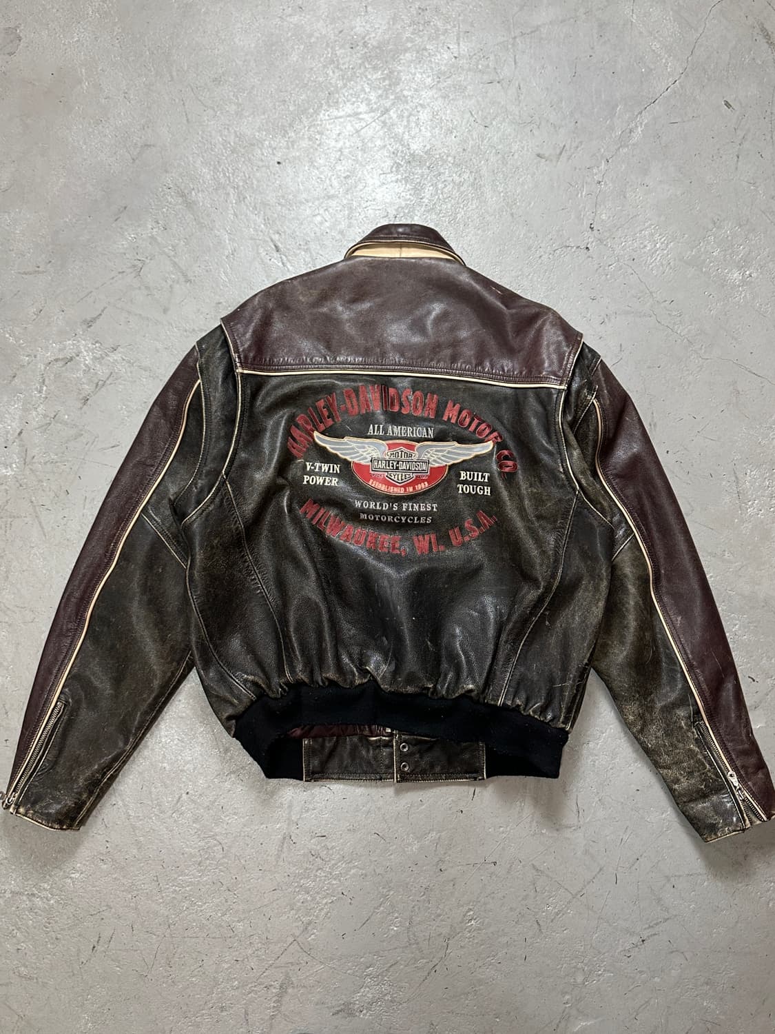 00's 할리데이비슨 디스 레더 자켓 풀그레인 레더 자켓 상품이미지4