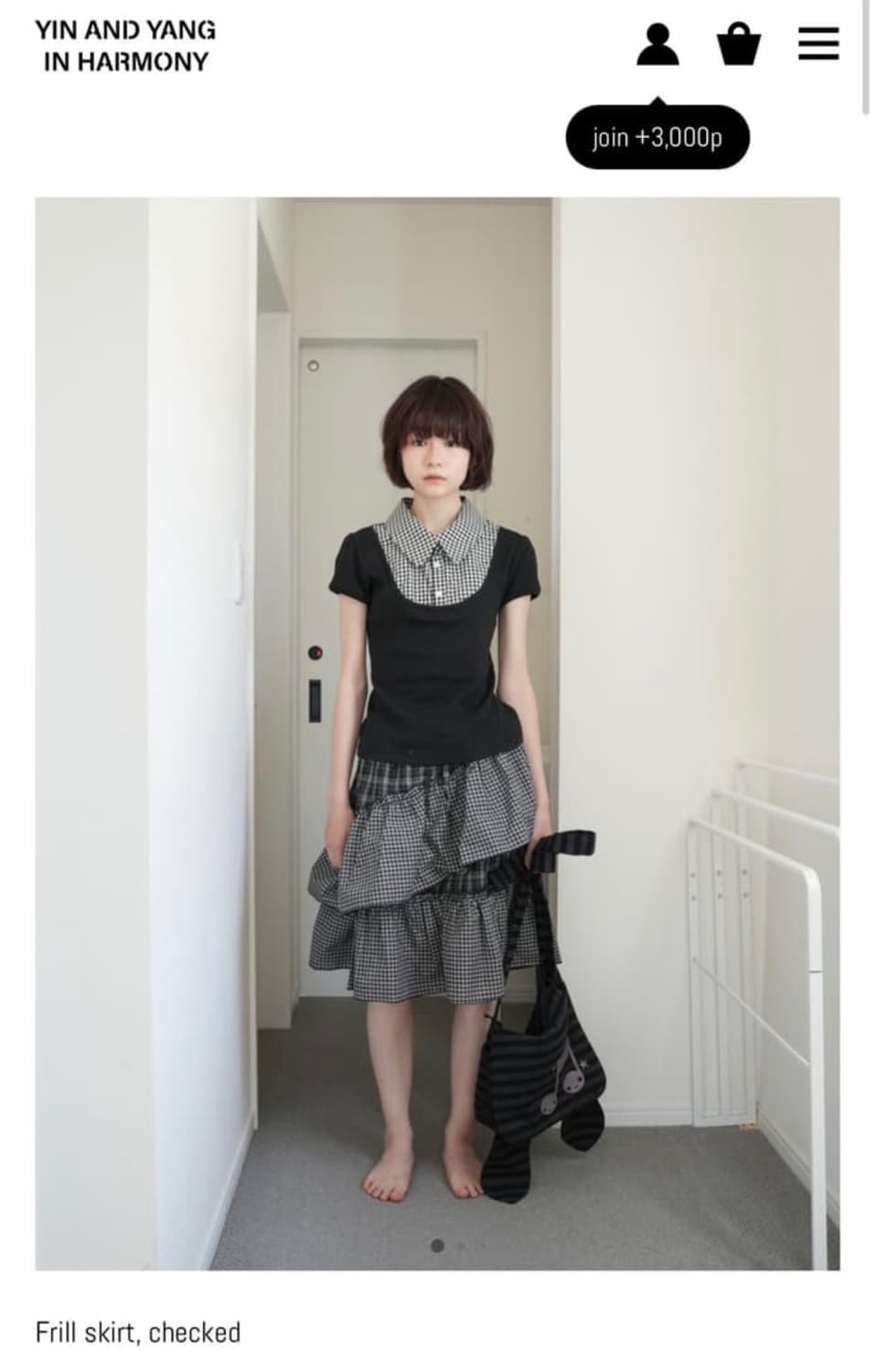 인앤양인하모니 체크 프릴 스커트 상품이미지1