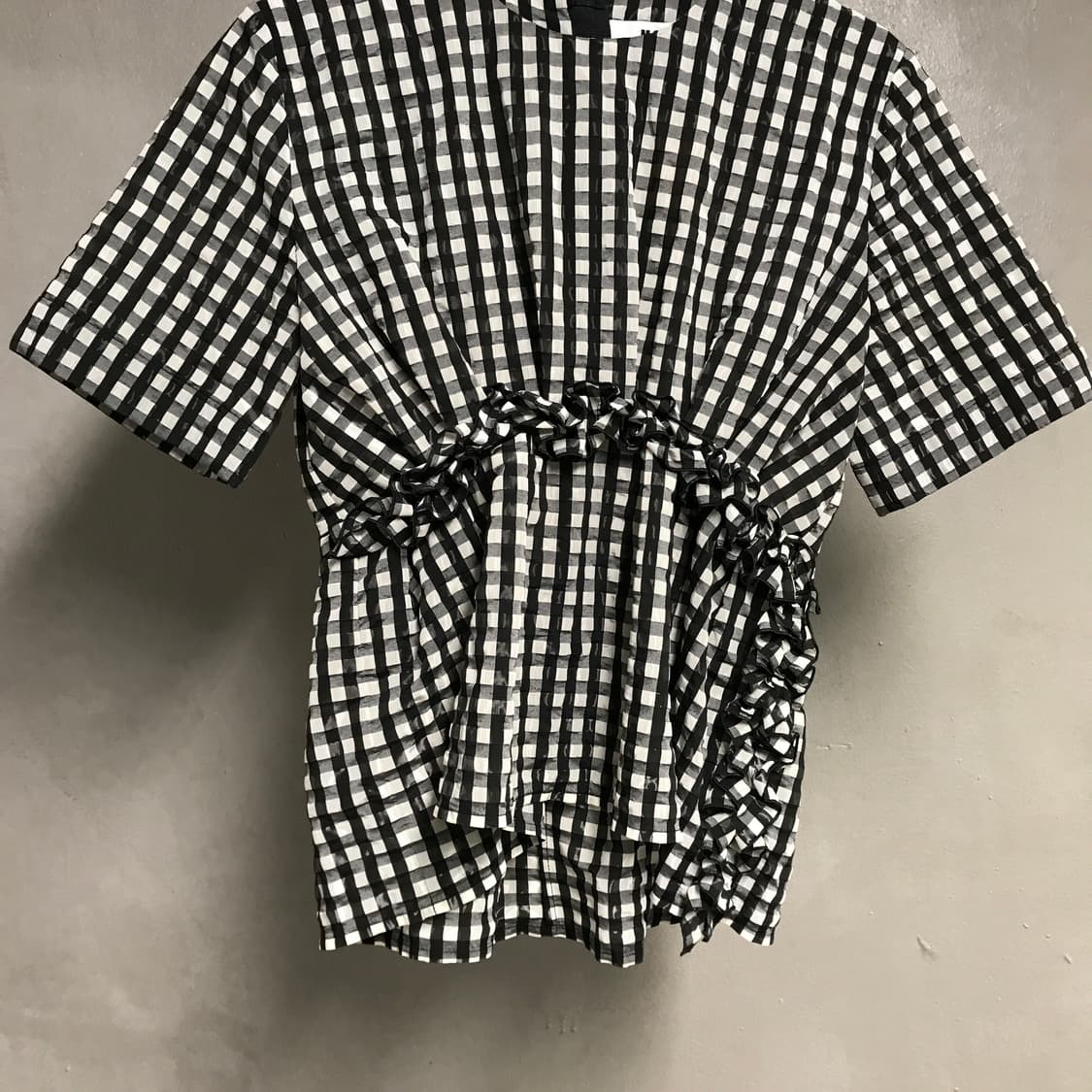 MSGM 체크 반팔 블라우스 42(W) 상품이미지3