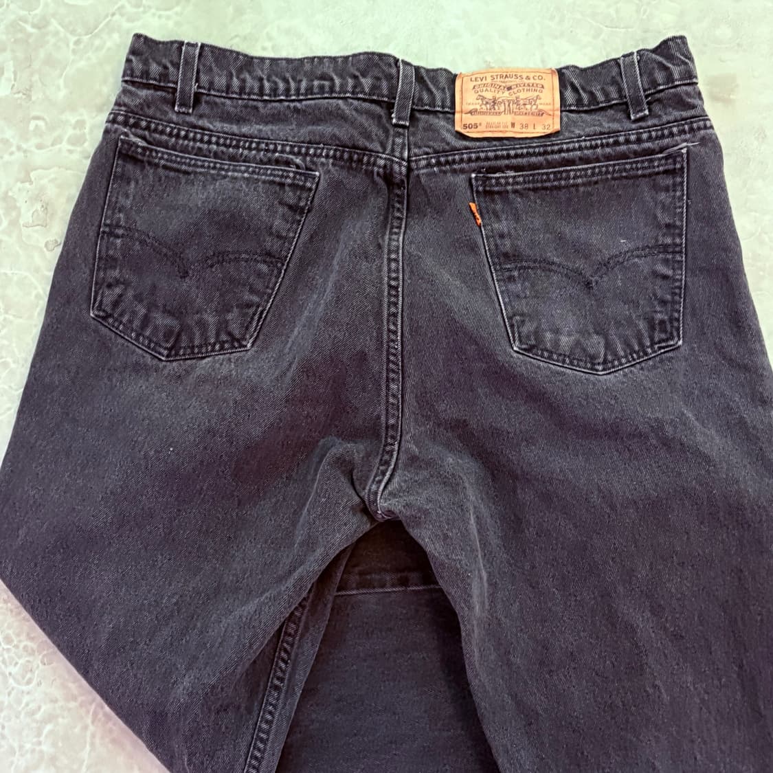 [38/32] USA 리바이스 505 오렌지탭 orange 흑청 블랙 상품이미지4