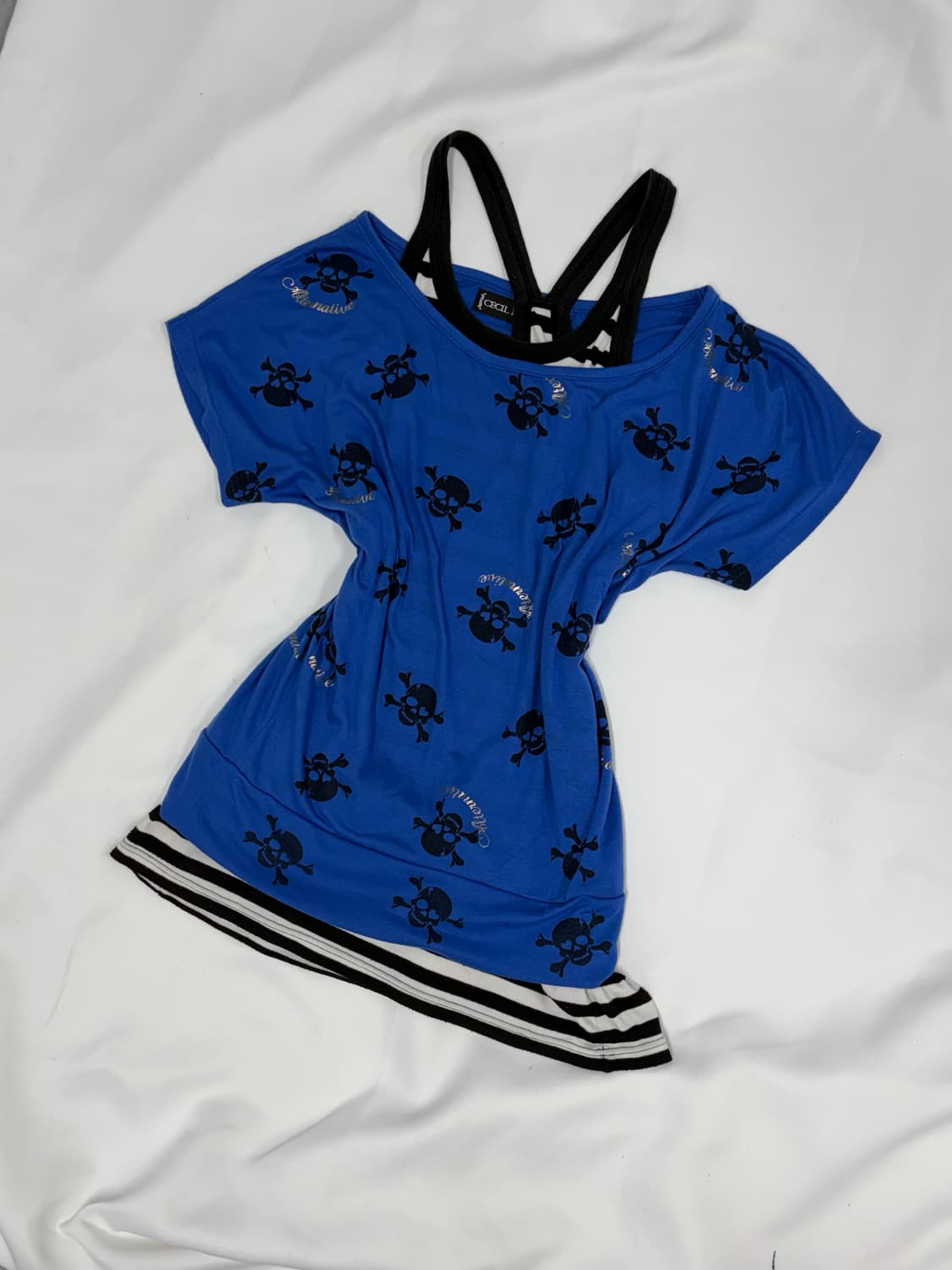 00s 세실맥비 해골 갸루 반팔 & 스트라이프 나시 상품이미지3