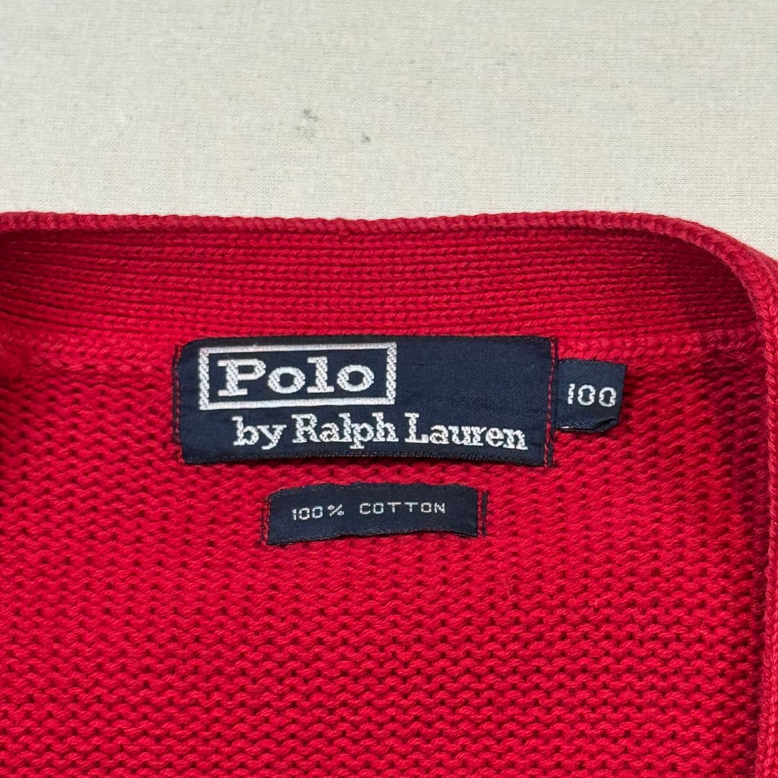 L) 폴로 랄프로렌 헤비 코튼 니트 가디건 레드 상품이미지5