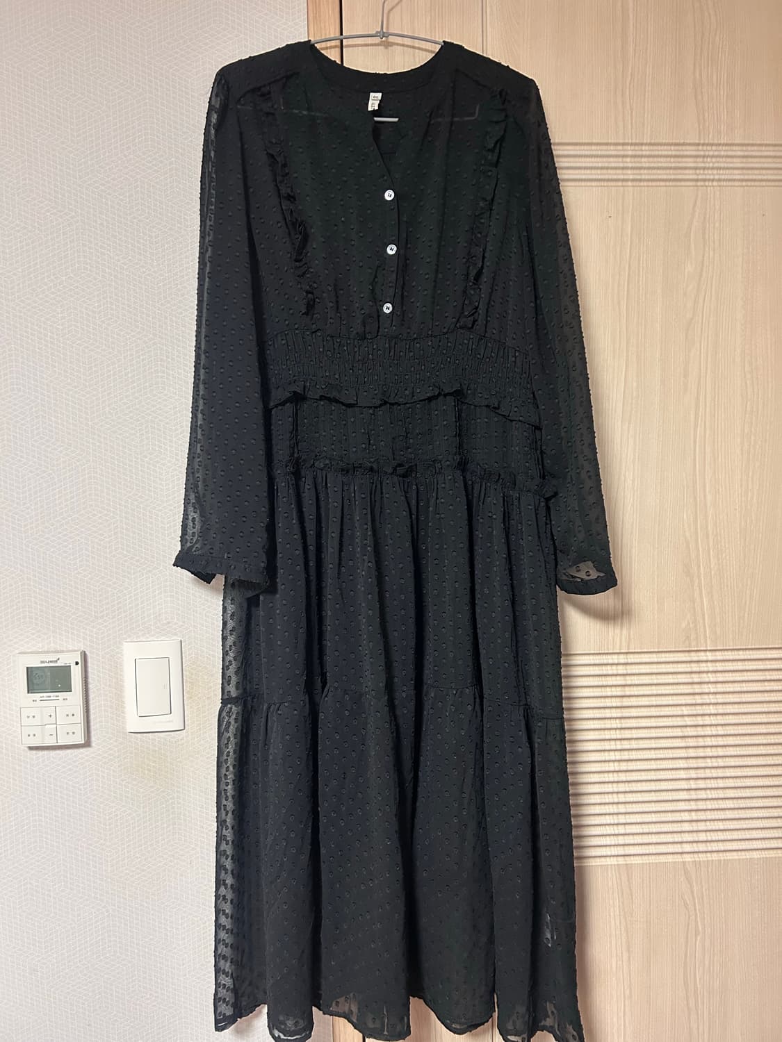 까샤렐 블랙 셔링 롱원피스 55~66 상품이미지1
