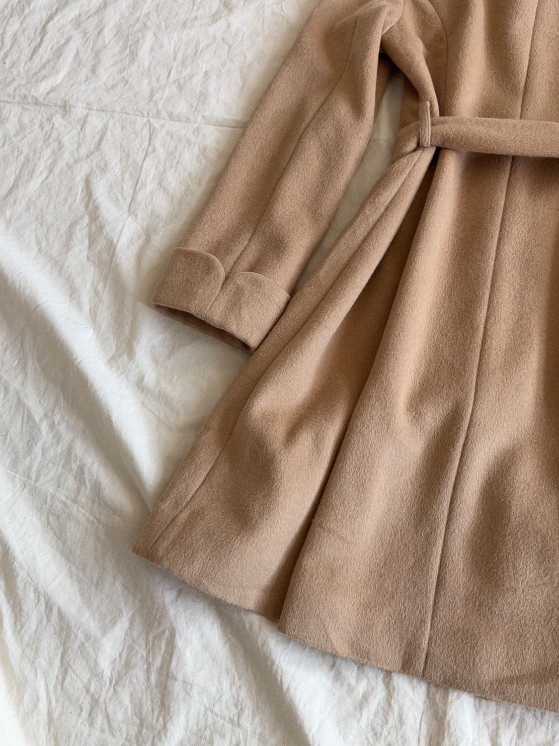 모카라떼 카멜 갸루 러블리 폭스퍼 울 코트  상품이미지6