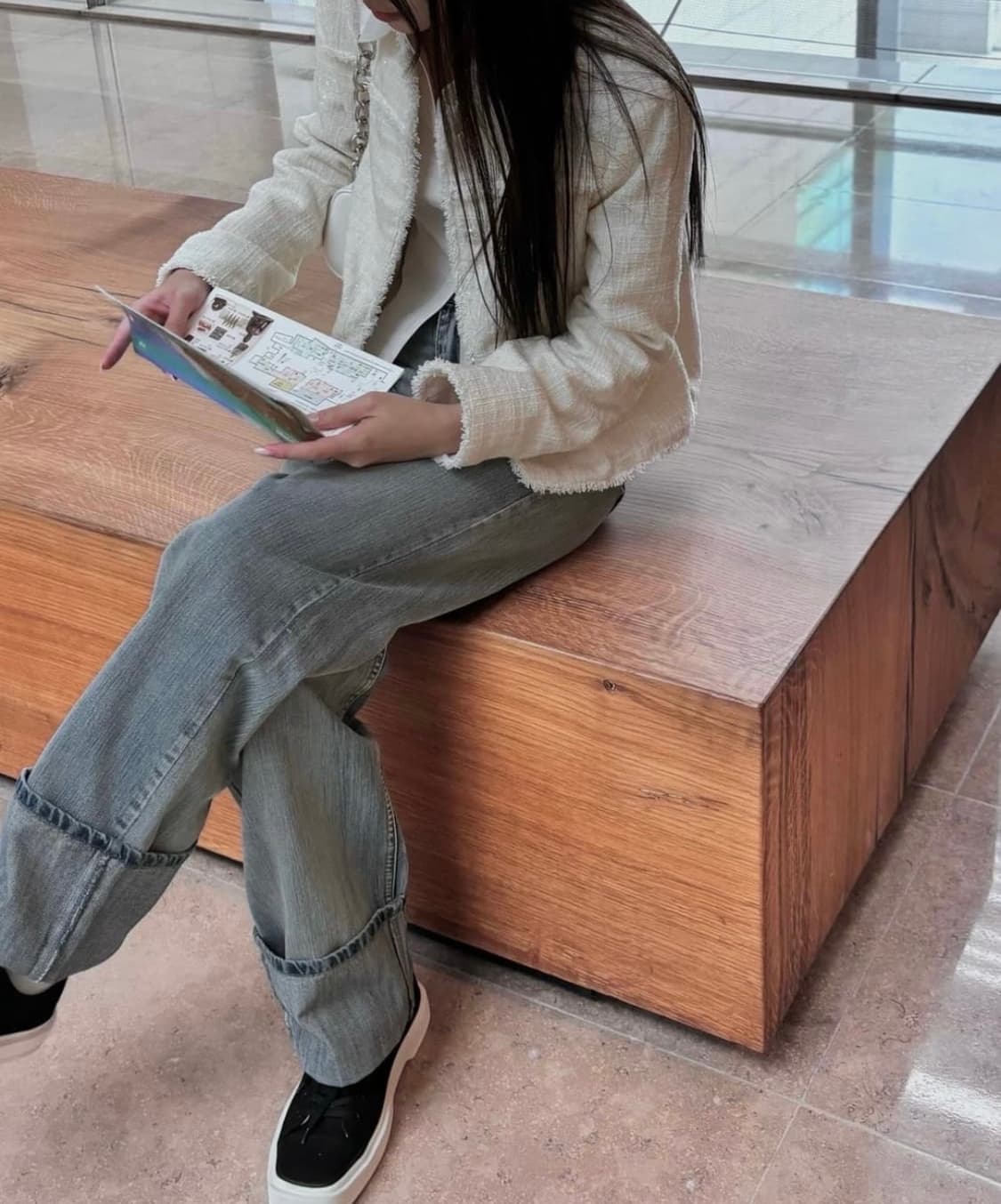 [택있는새상품] (윤비누 착용) 뉴얼린 트위드 자켓 (아이보리) 상품이미지3