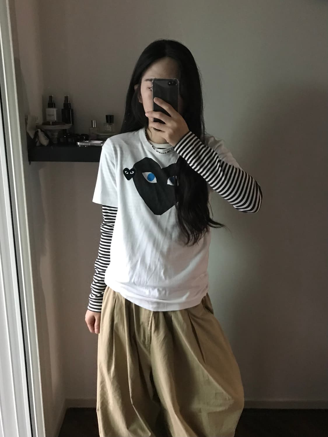 꼼데가르송 블랙와펜 화이트 반팔티 상품이미지1