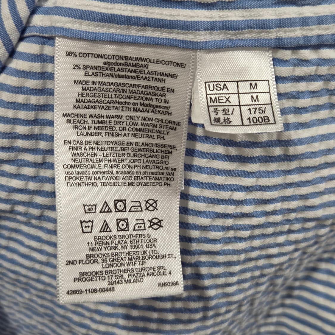 브룩스브라더스 버튼다운 스트라이프 시어서커 셔츠 M  상품이미지3