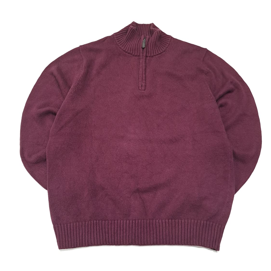 CL074 L 엘엘빈 버건디 와인 시그니처 레더 풀러 하프집업 니트 상품이미지1