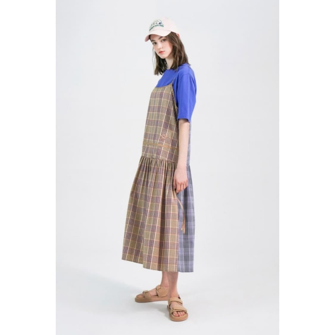 럭키마르쉐 체크 슬립 드레스 상품이미지1