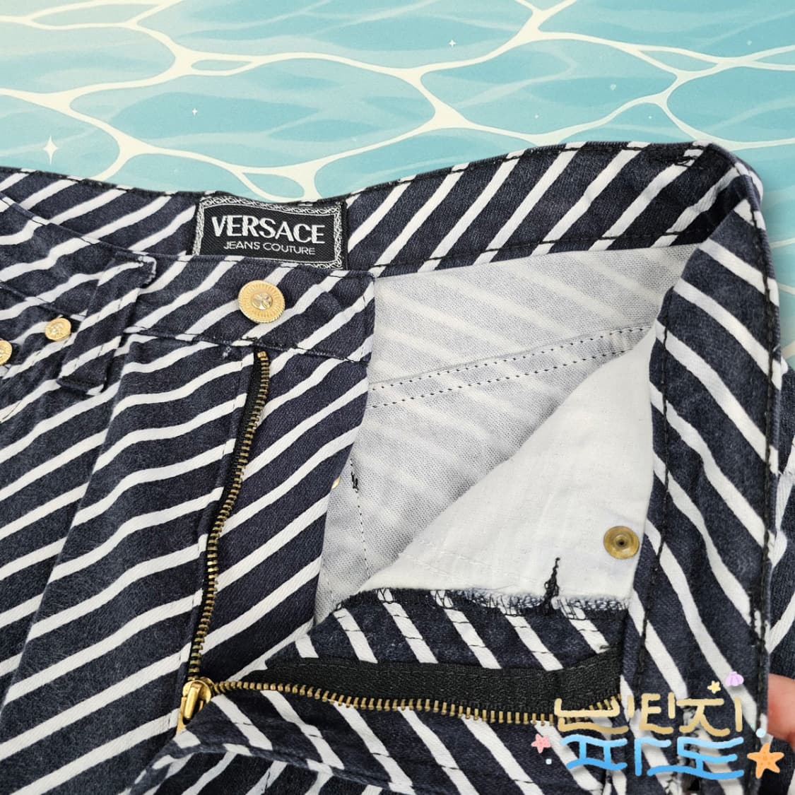 28 90s VERSACE 베르사체 블랙 스트라이프 팬츠 상품이미지5