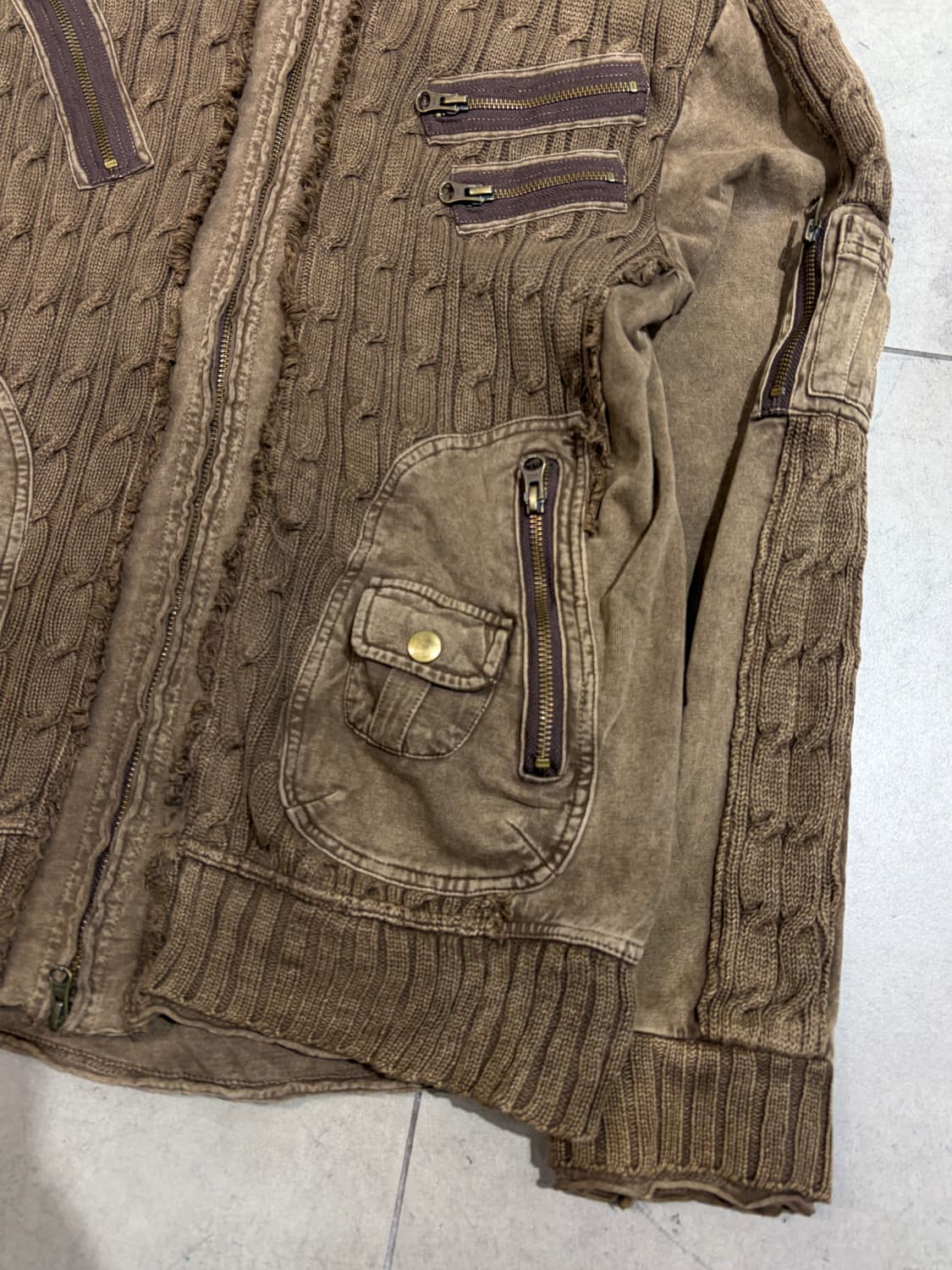 00s 빔즈 그런지 y2k 니트 집업 카고자켓 상품이미지2