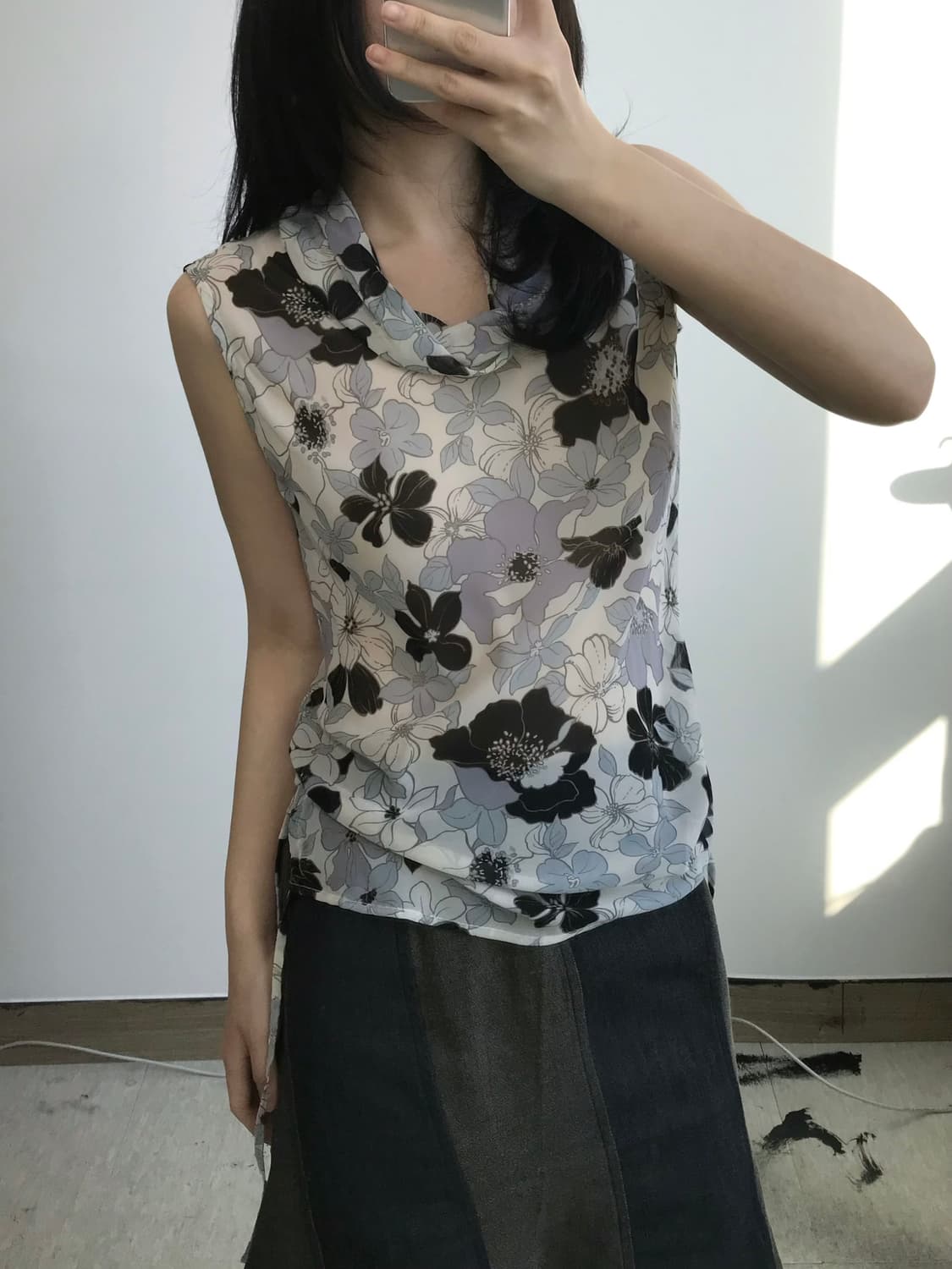 빈티지 터틀 플라워 탑 상품이미지1