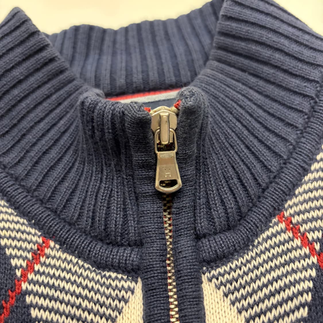 [S] 타미힐피거 아가일 니트 집업 가디건 D706 상품이미지5