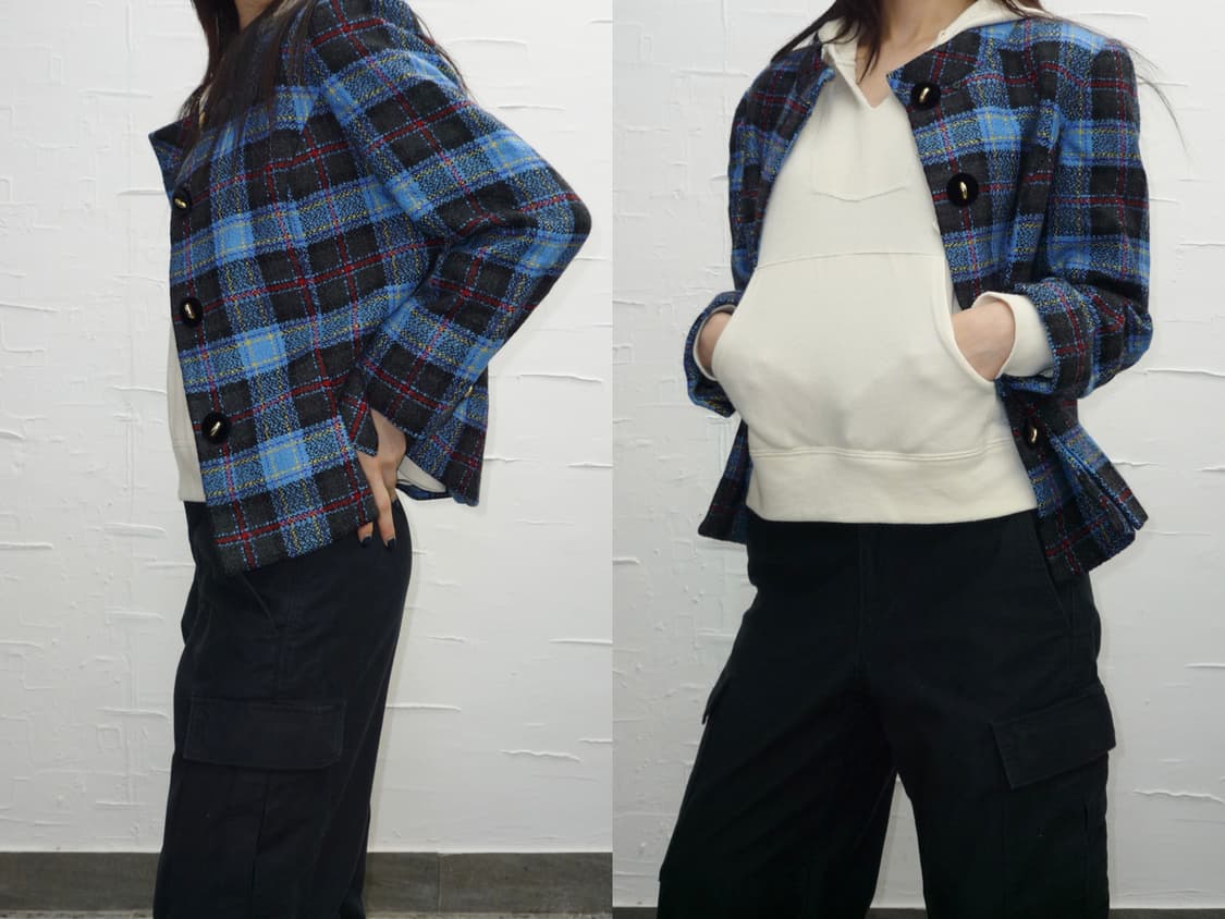 Blue check tweed jacket 상품이미지2