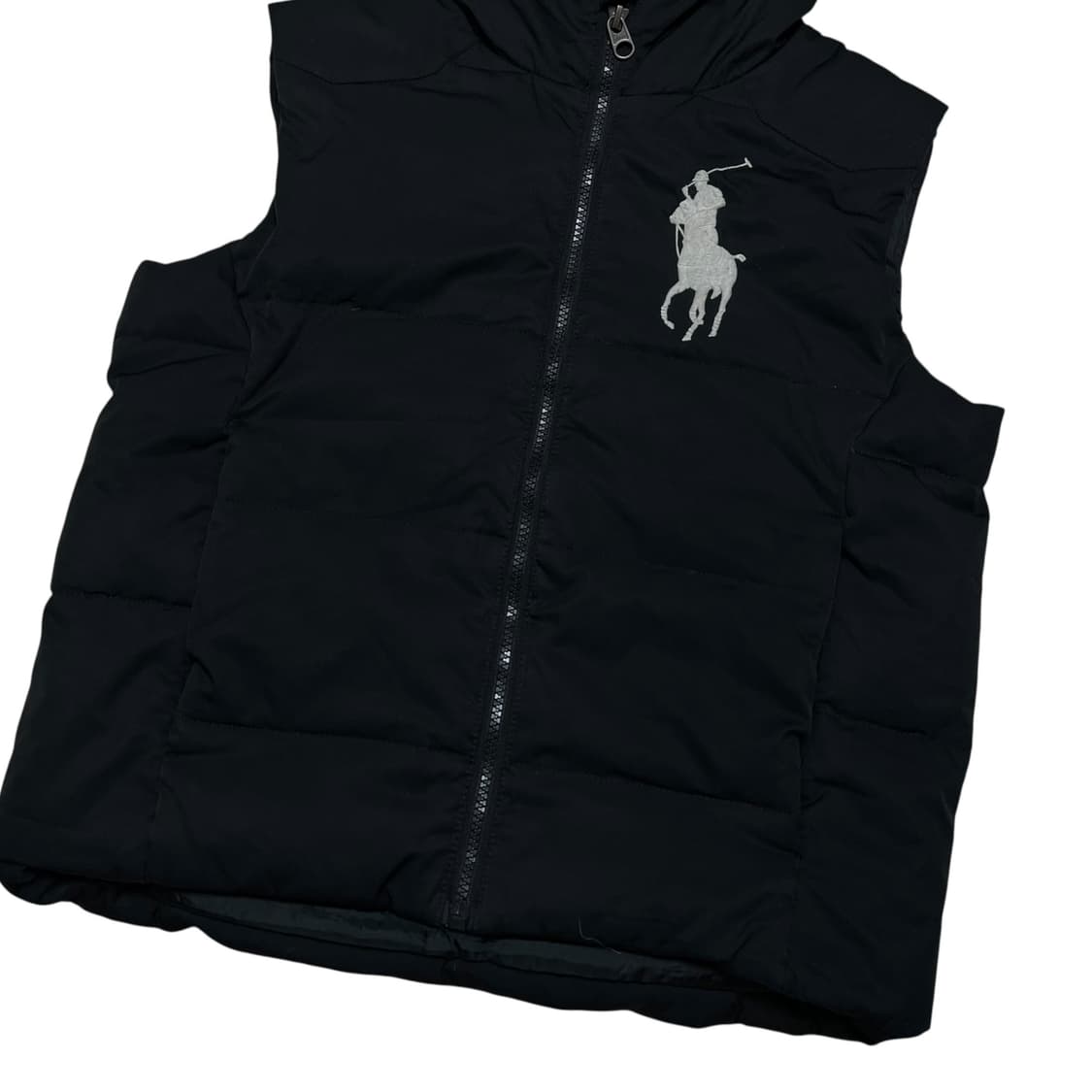 폴로 빅포니 후드 패딩조끼 블랙 상품이미지5