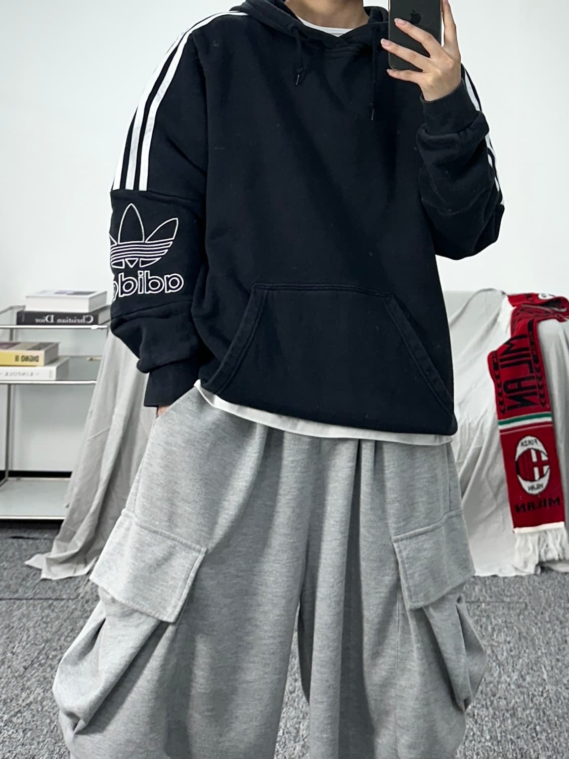 아디다스 파이어버드 블랙 후드티 2XL 상품이미지4