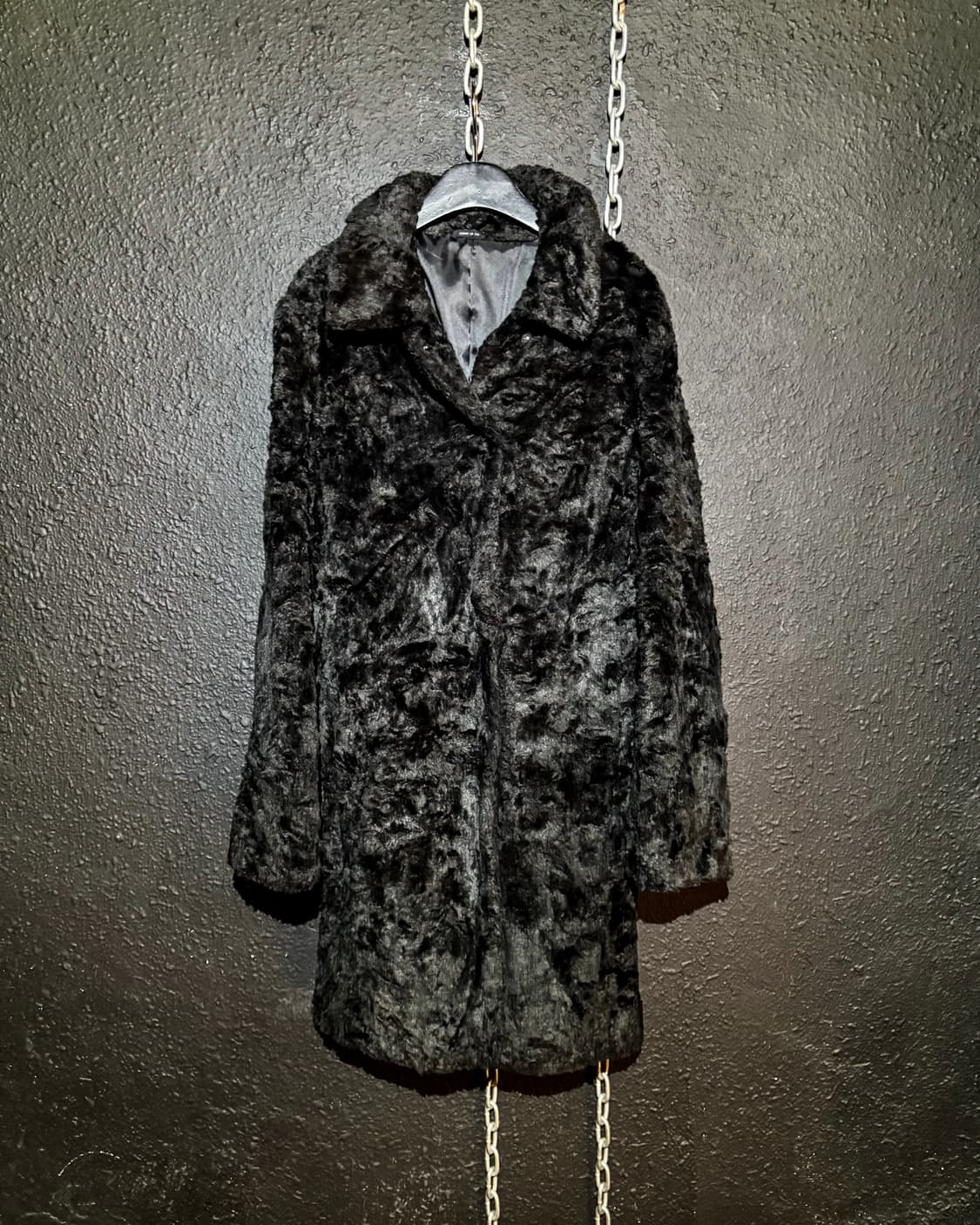Comme Ça Ism – Black Faux Fur Long Coat  상품이미지1