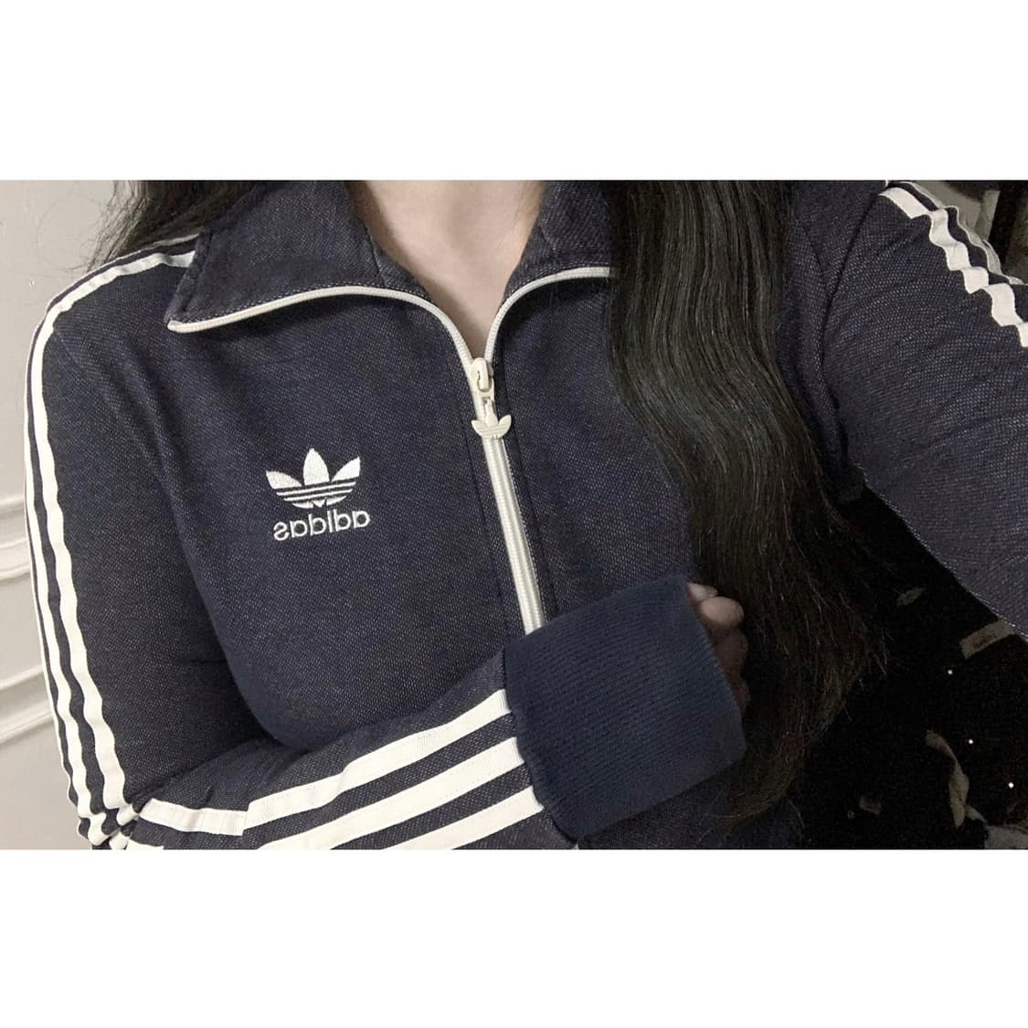 아디다스 데님 파이어버드 빅로고 져지 집업 트랙탑 상품이미지1