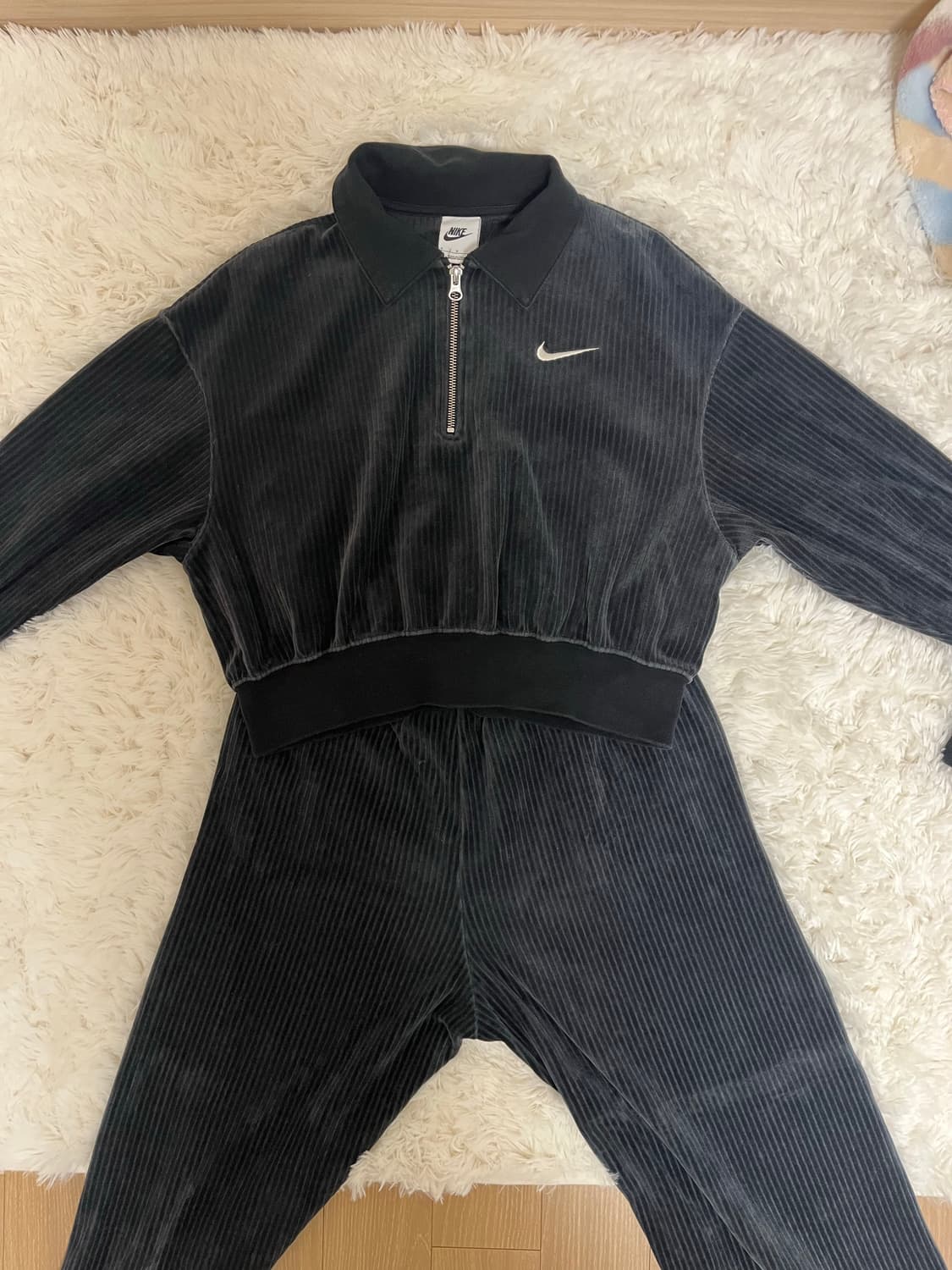 (셋업) 나이키 여성 벨루어 크롭 탑 & 벨루어 레그 팬츠 상품이미지1