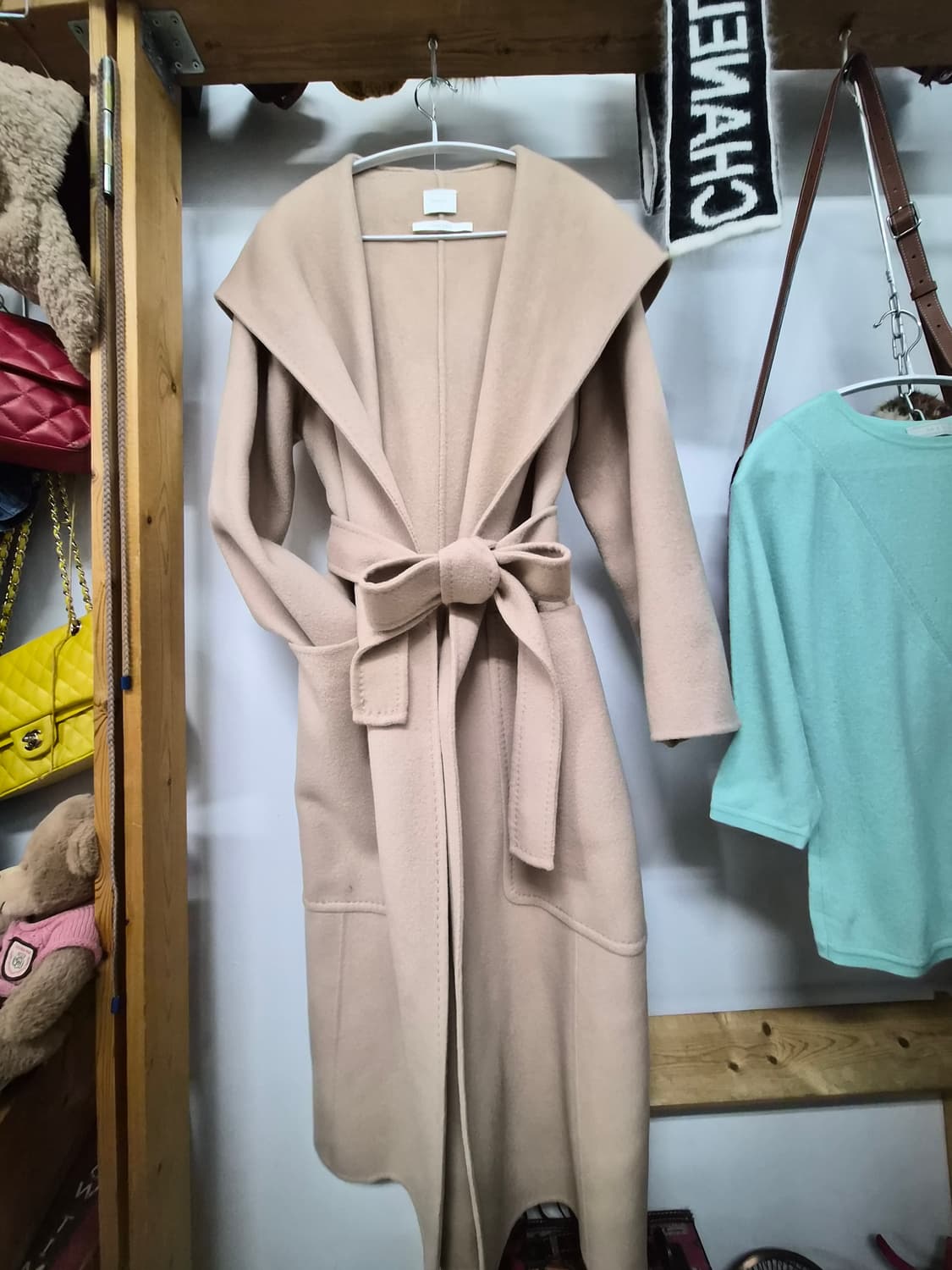 캐시미어 울 핸드메이드 후드롱코트 상품이미지1