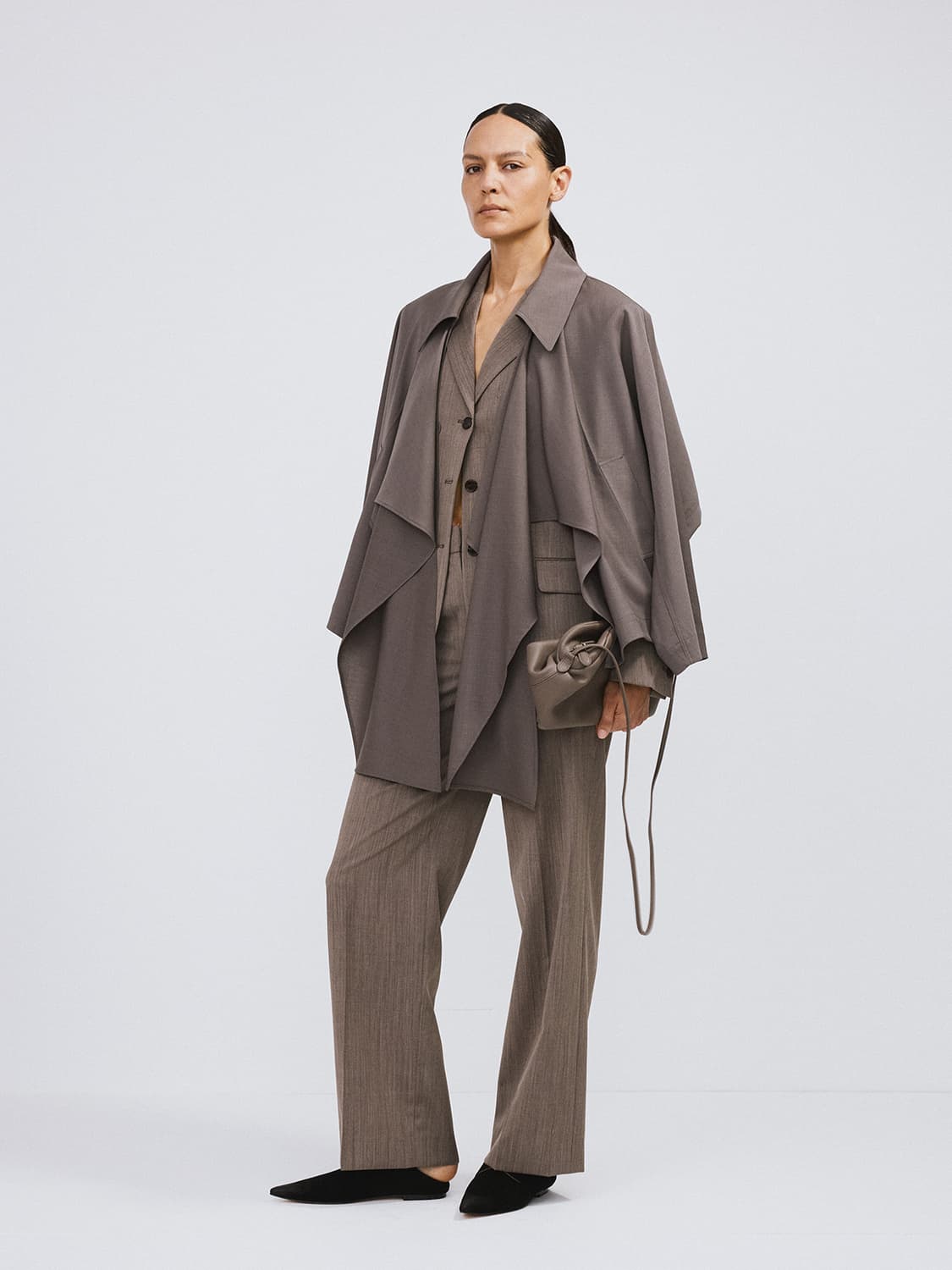 렉토 RECTO 머플러 랩 코트 세피아 그레이 상품이미지3