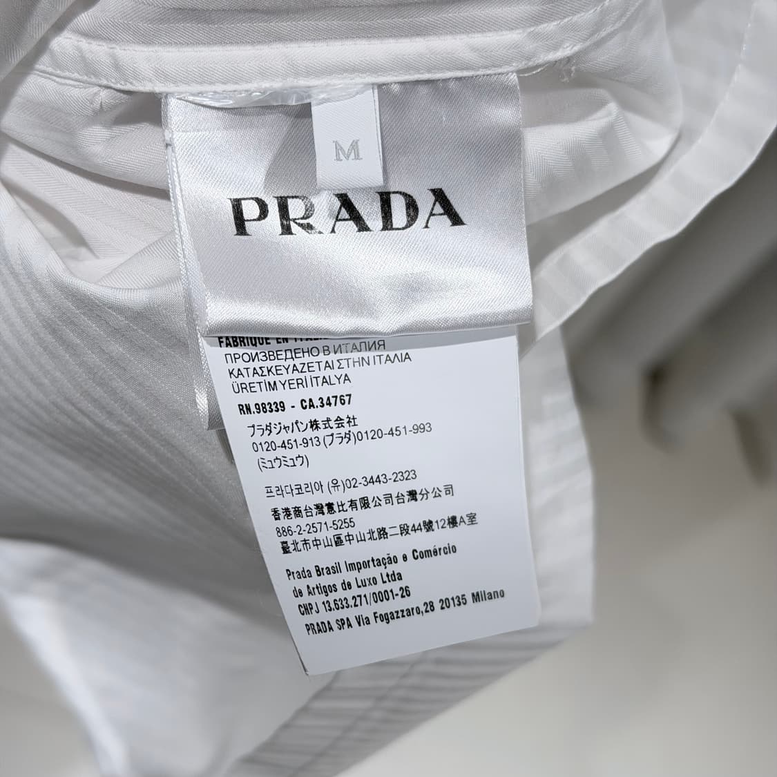(S+/M) / 프라다 숏슬리브 코튼 화이트 반팔셔츠 상품이미지6