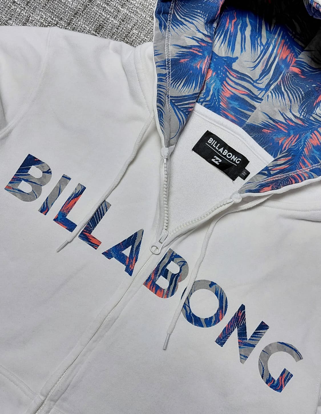 BILLABONG 빌라봉 화이트 패턴 후드집업 M 상품이미지2