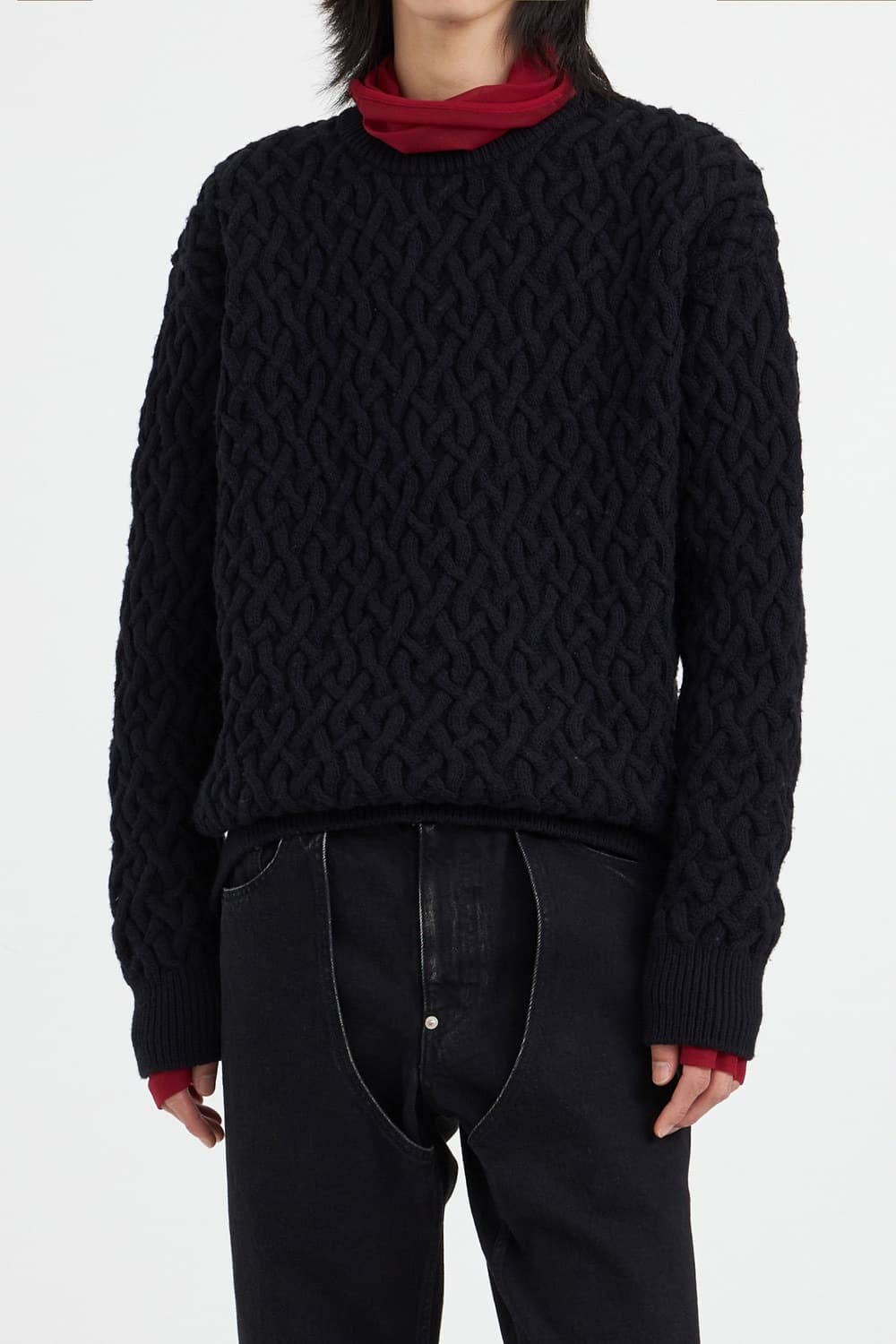 [L] 존 로렌스 설리반 케이블 니트 블랙 상품이미지2