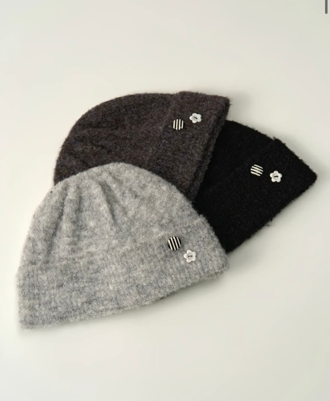 토피우먼 버튼 포인트 비니 브라운 상품이미지2