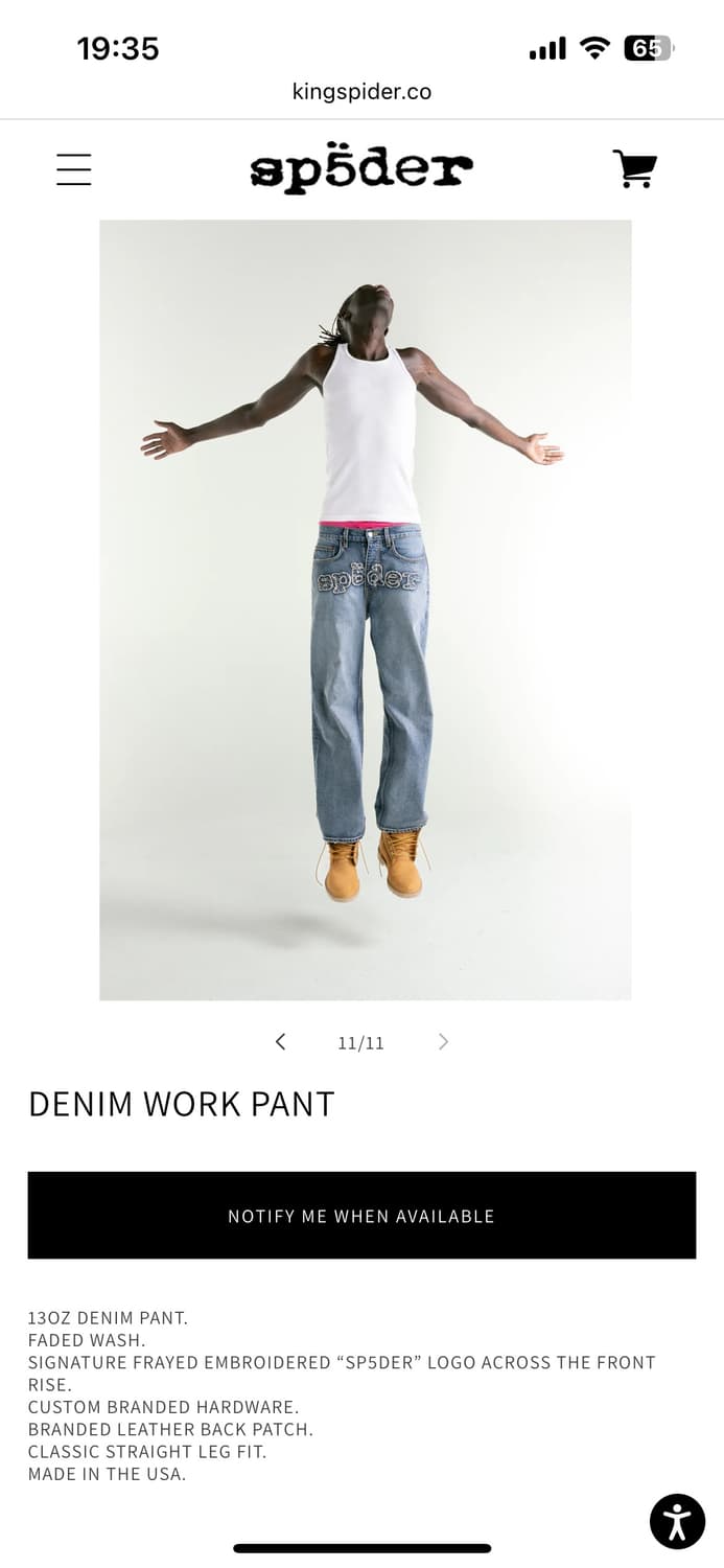 SP5DER DENIM WORK PANT (스파이더 데님팬츠) 30 상품이미지8