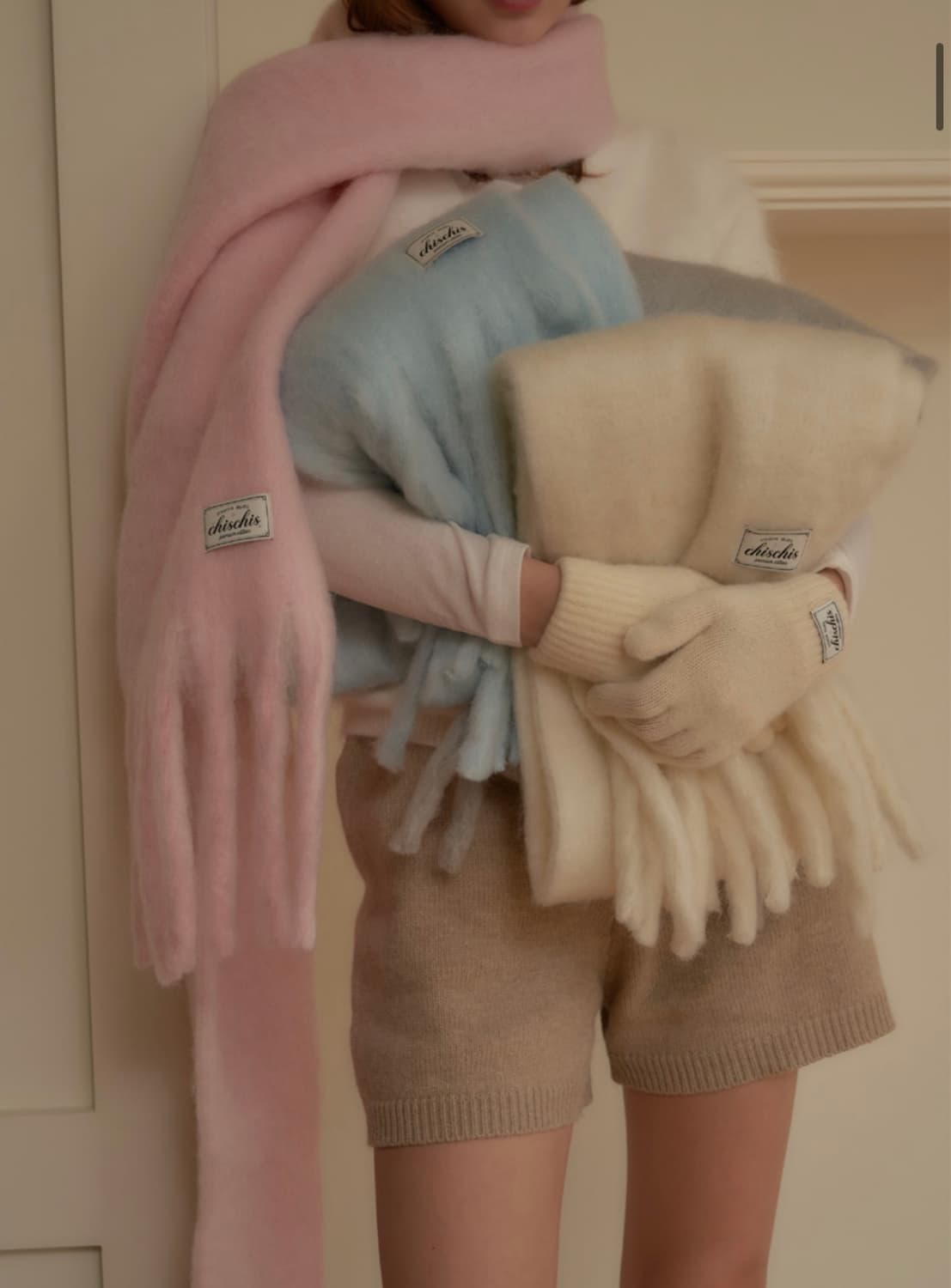 치스치스 핑크 머플러 목도리 (베이비몬스터 아사 착용) 상품이미지3