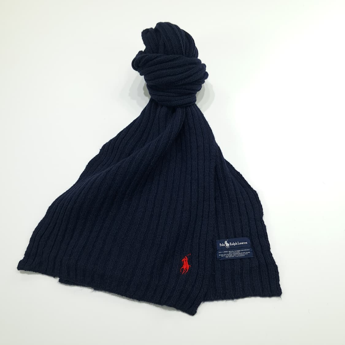 MX306 폴로 랄프로렌 다크네이비 리브드 램스울 니트 목도리 머플러 상품이미지3