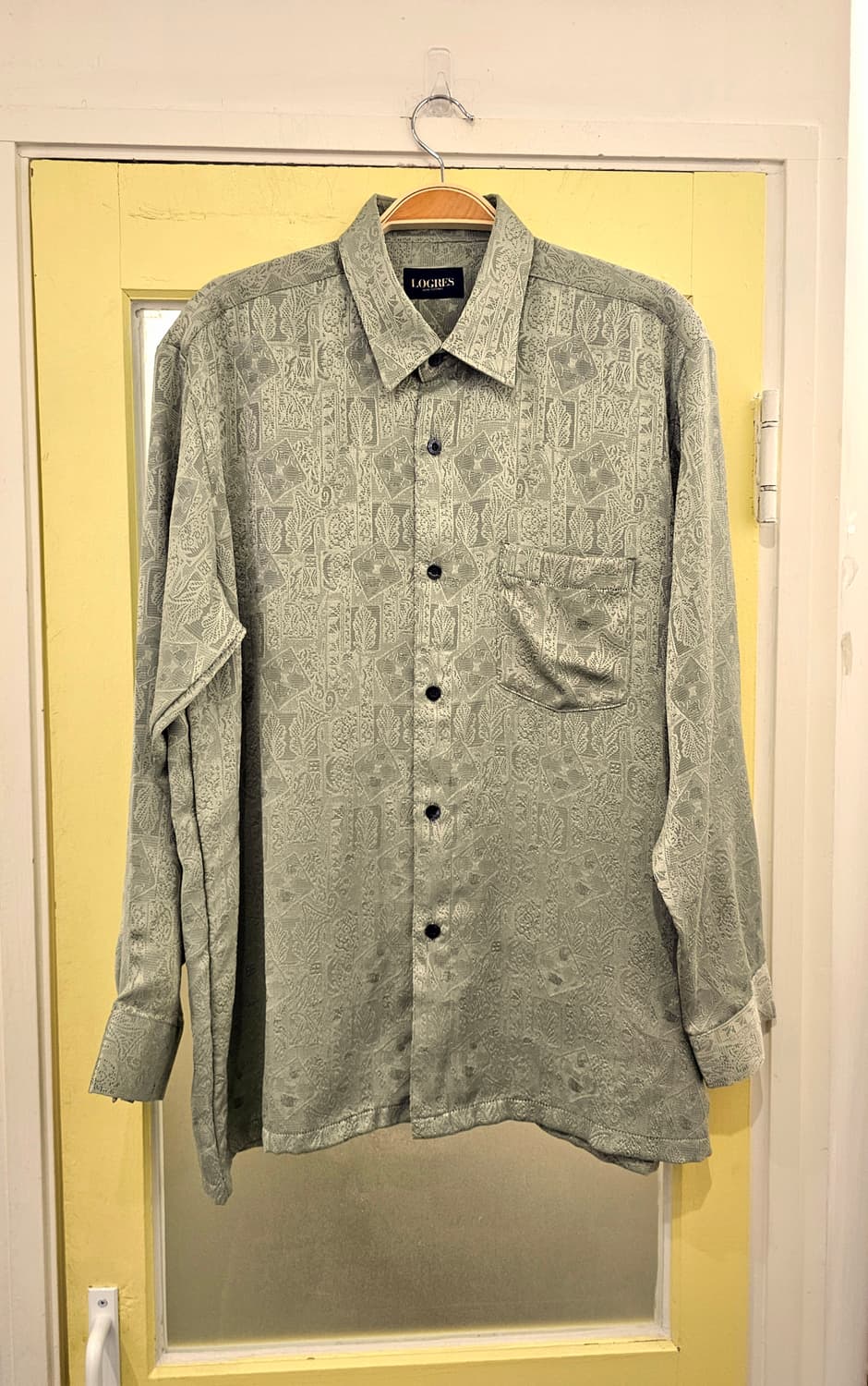 LOGRES 그린 자가드 셔츠 블라우스 상품이미지2