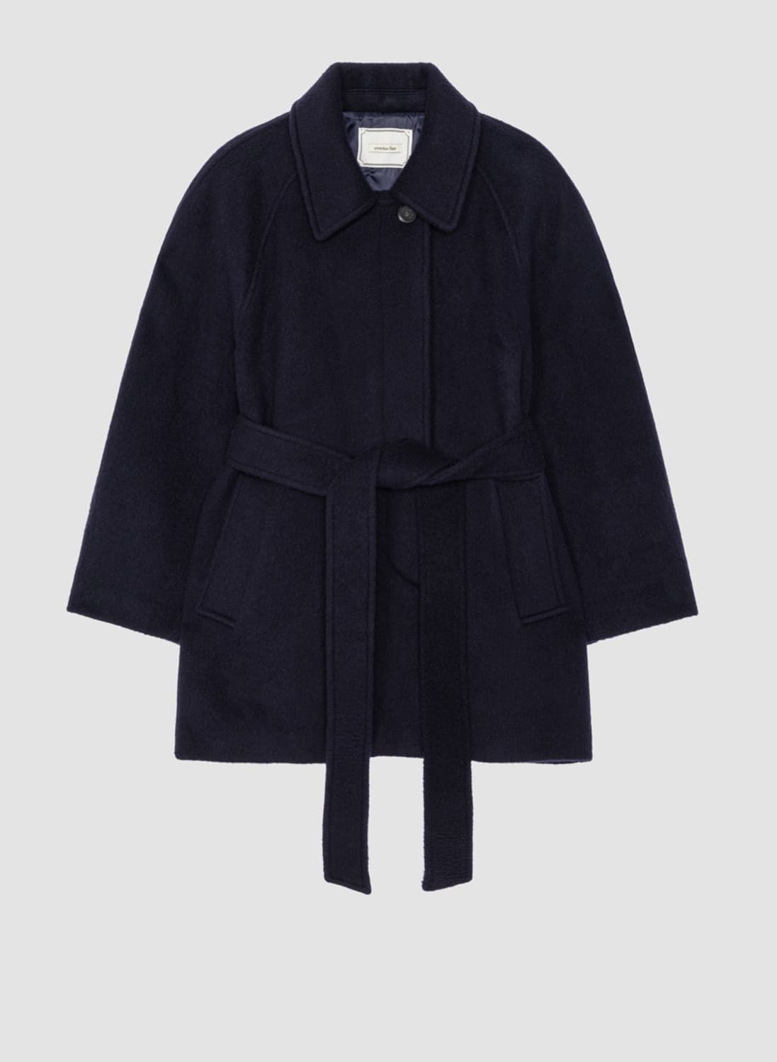 오버듀플레어 VOLUME SLEEVE WOOL HALF COAT_NAVY 상품이미지3