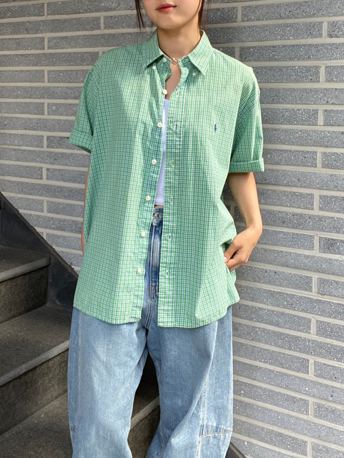 폴로 체크 반팔 셔츠 상품이미지1