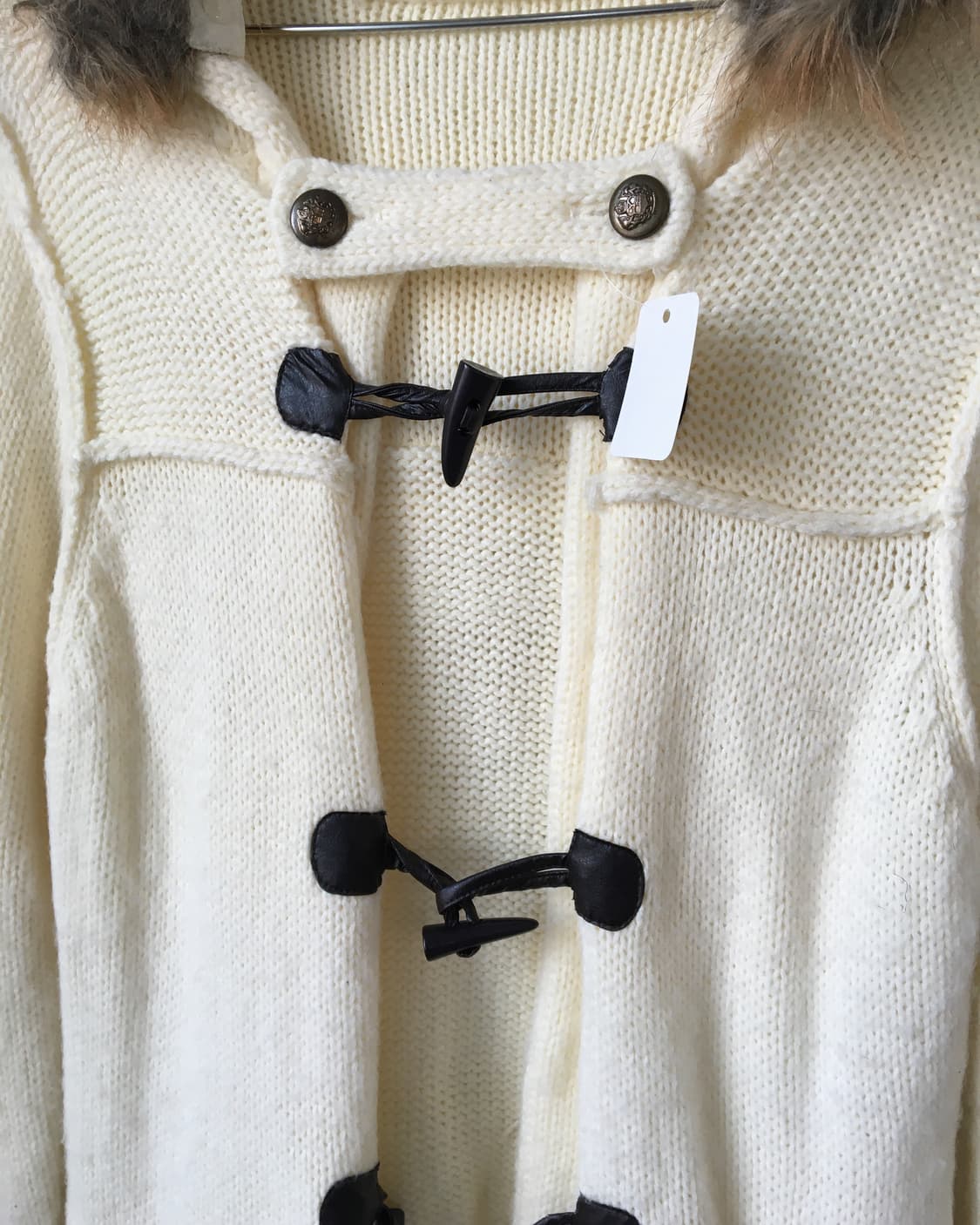 Fake fur hood duffle button cardigan 상품이미지5