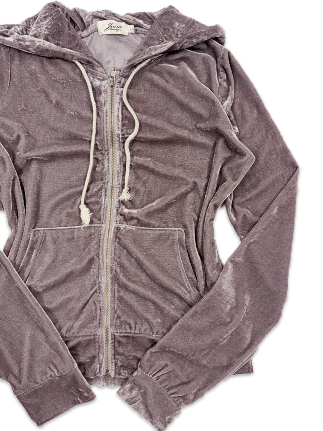 빈티지 핑크 로즈 벨벳 후드집업 부츠컷 셋업 상품이미지3