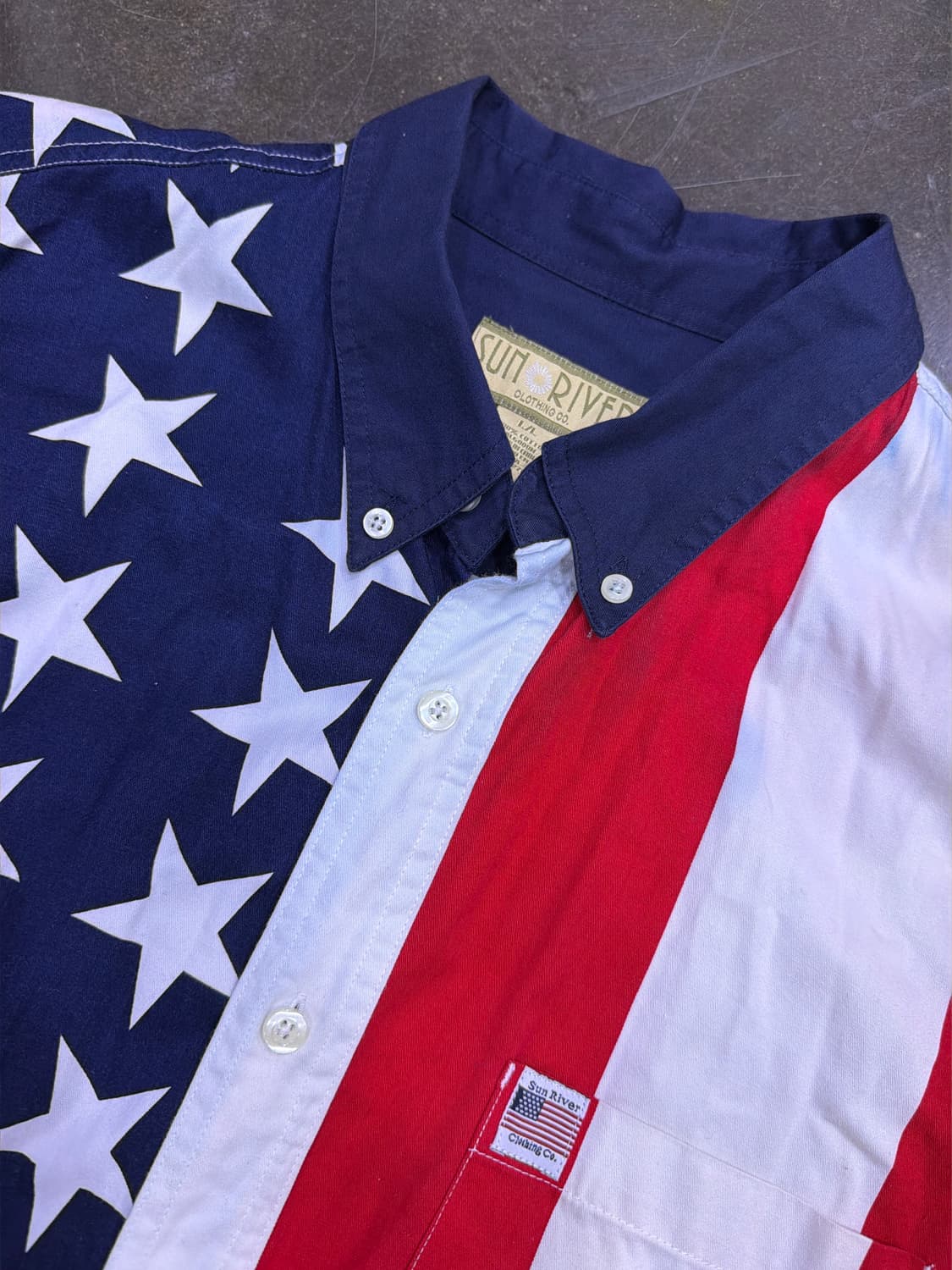 썬리버 USA 성조기 원포켓 반팔 셔츠 L 상품이미지3