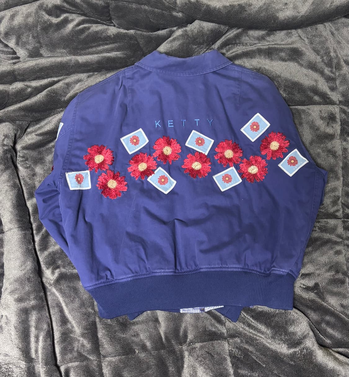 일본 빈티지 플라워 자수 코튼 봄버자켓 상품이미지3