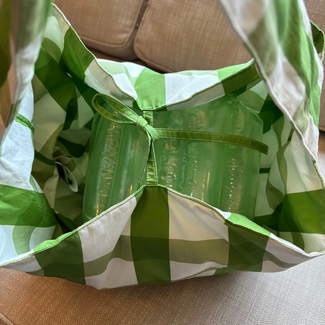 ORR 오르 그린 깅엄 체크 쇼퍼백 숄더백  상품이미지5