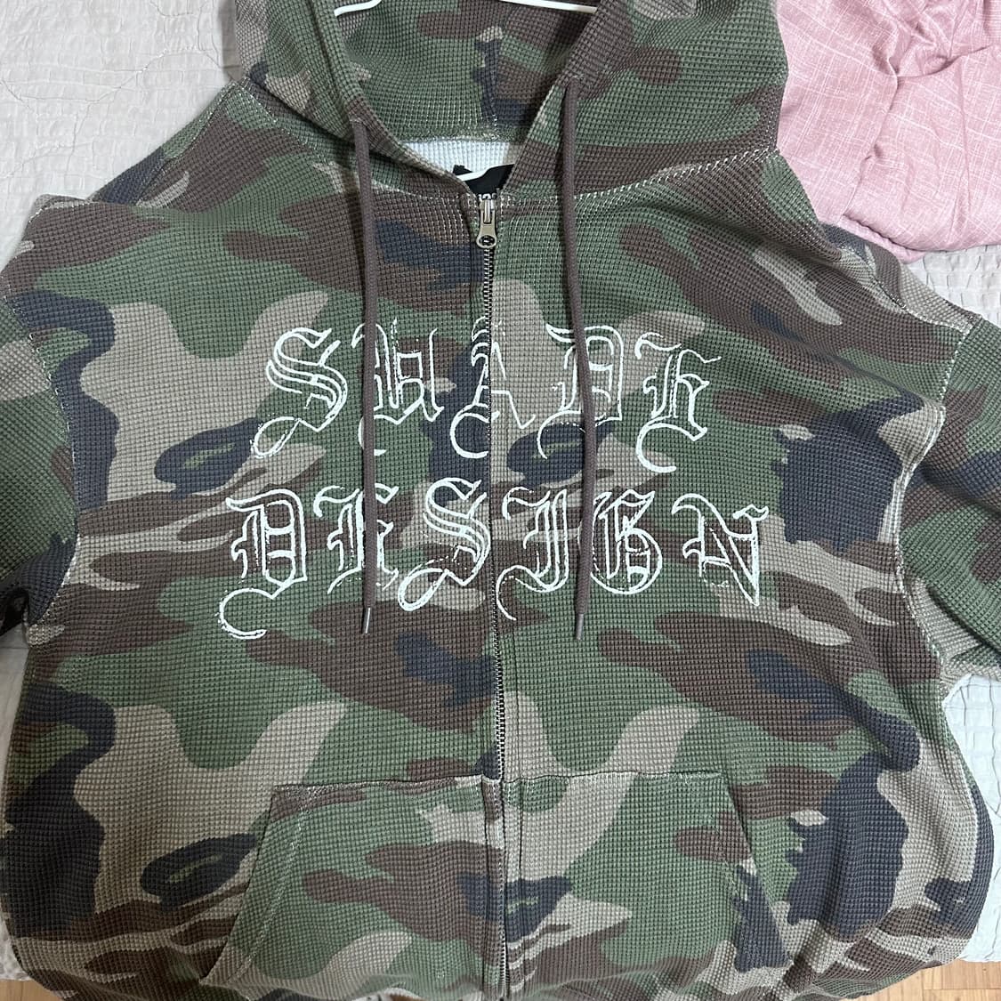 스웨이드 와플 카모후드집업 상품이미지1