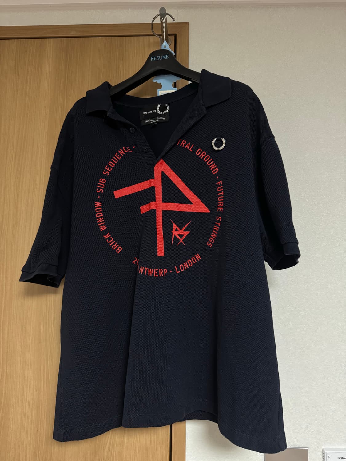 라프시몬스 프레드페리 오버사이즈 네이비 반팔 폴로티셔츠 상품이미지2