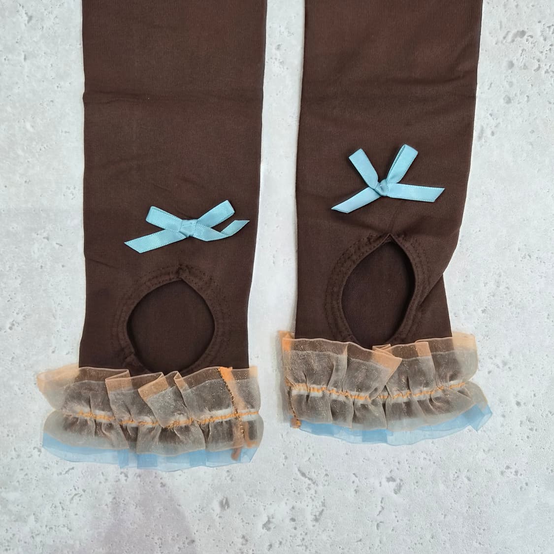 브라운 프릴리본 다리보정 압박레깅스 슬리밍 스타킹 상품이미지2