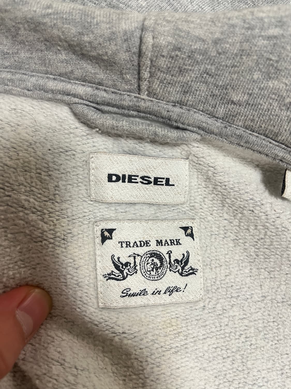 디젤 머슬핏 풀지퍼 후드집업 그레이 상품이미지3