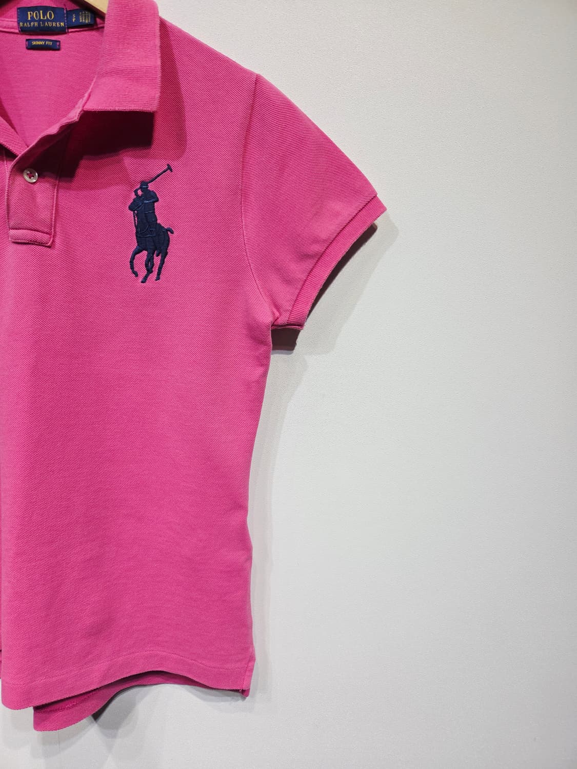 폴로 랄프로렌 핑크 빅포니 스키니핏 반팔 카라티 상품이미지5