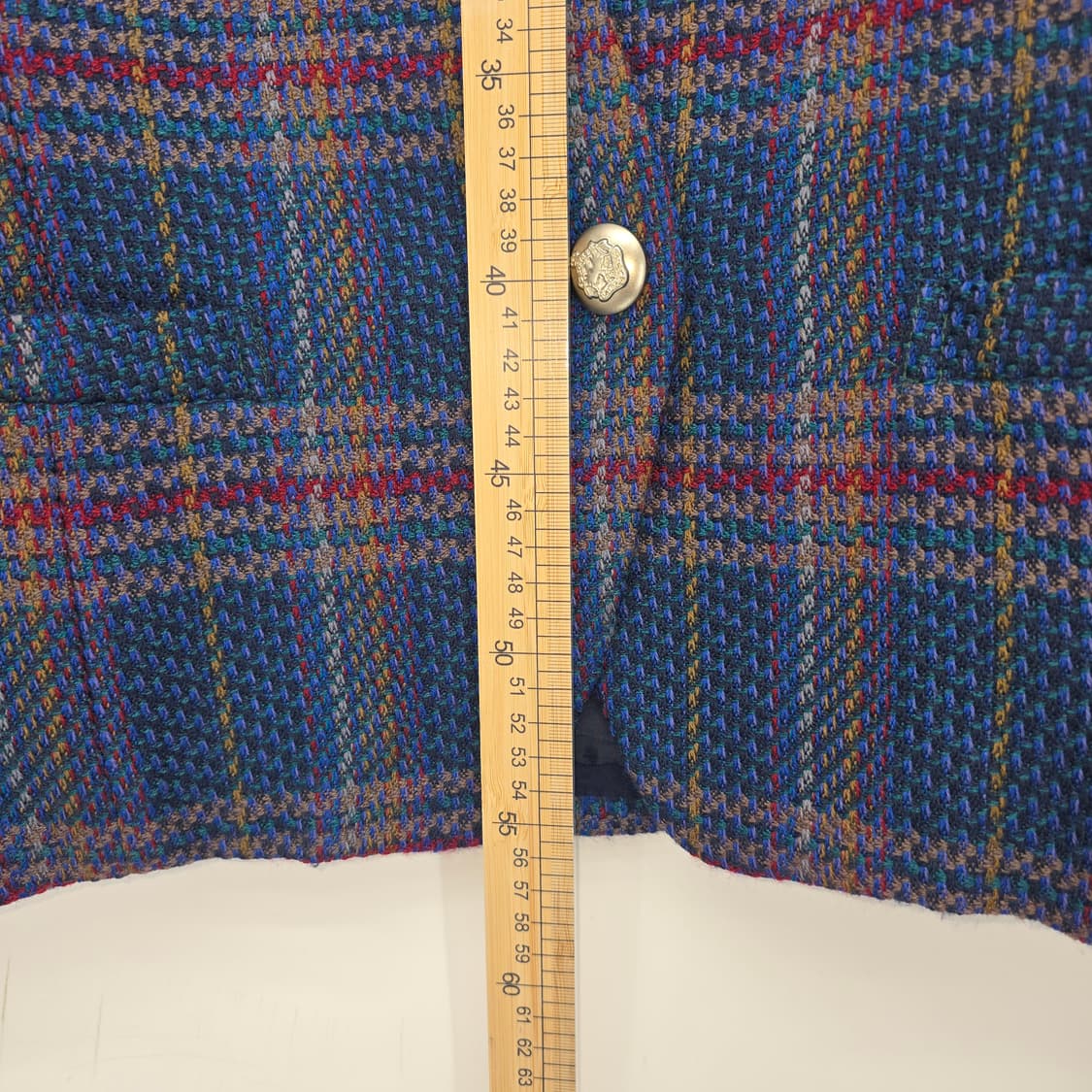 일본 빈티지 여성용 체크 트위드 울 자켓 상품이미지4