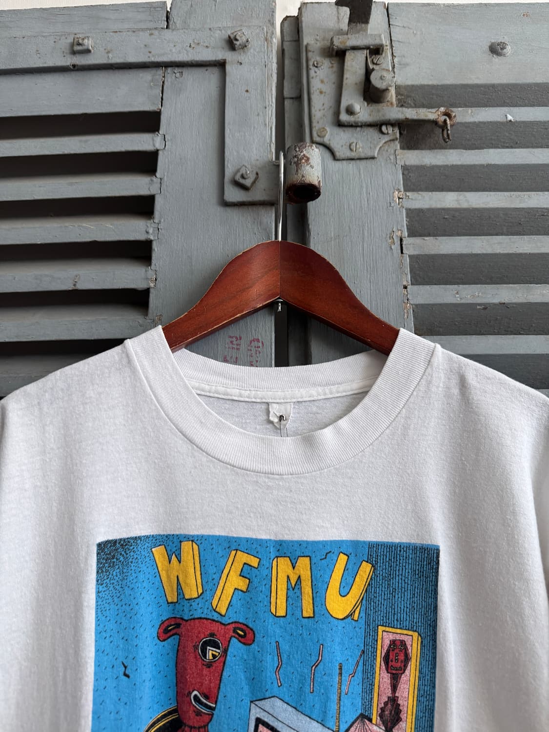 [M]90's USA 빈티지 WFMU 카툰 프린팅 티셔츠 상품이미지3