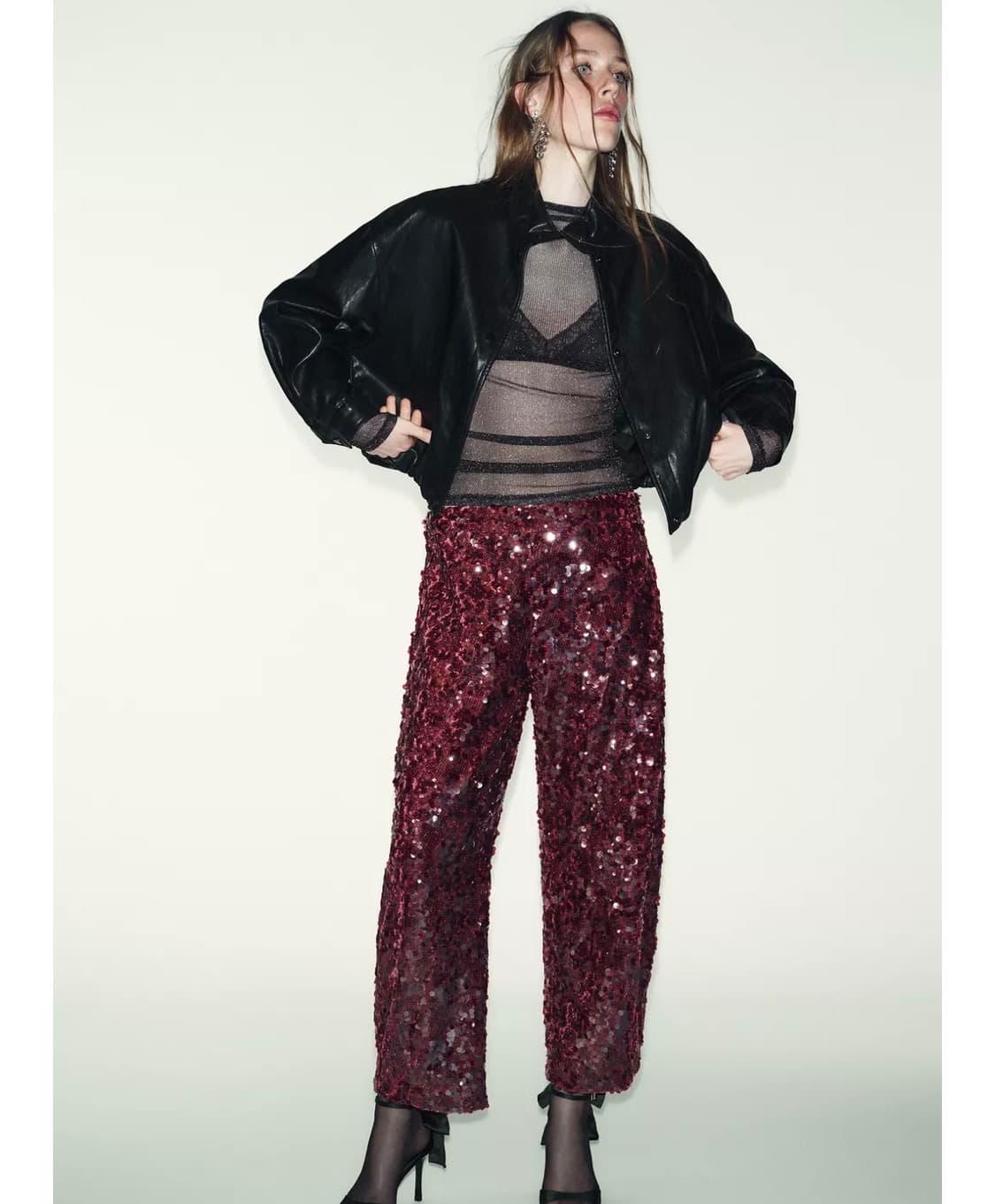 자라 하이넥 페이크 레더 봄버 자켓 상품이미지4