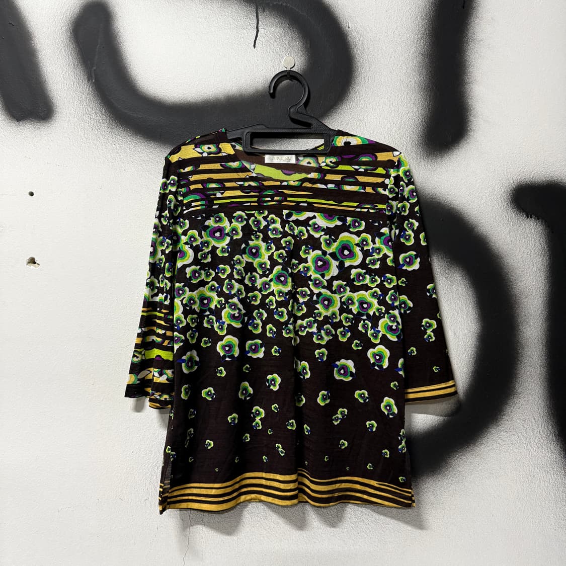 VTG 빈티지 모리하구미 플로럴 패턴 7부 블라우스 상품이미지1